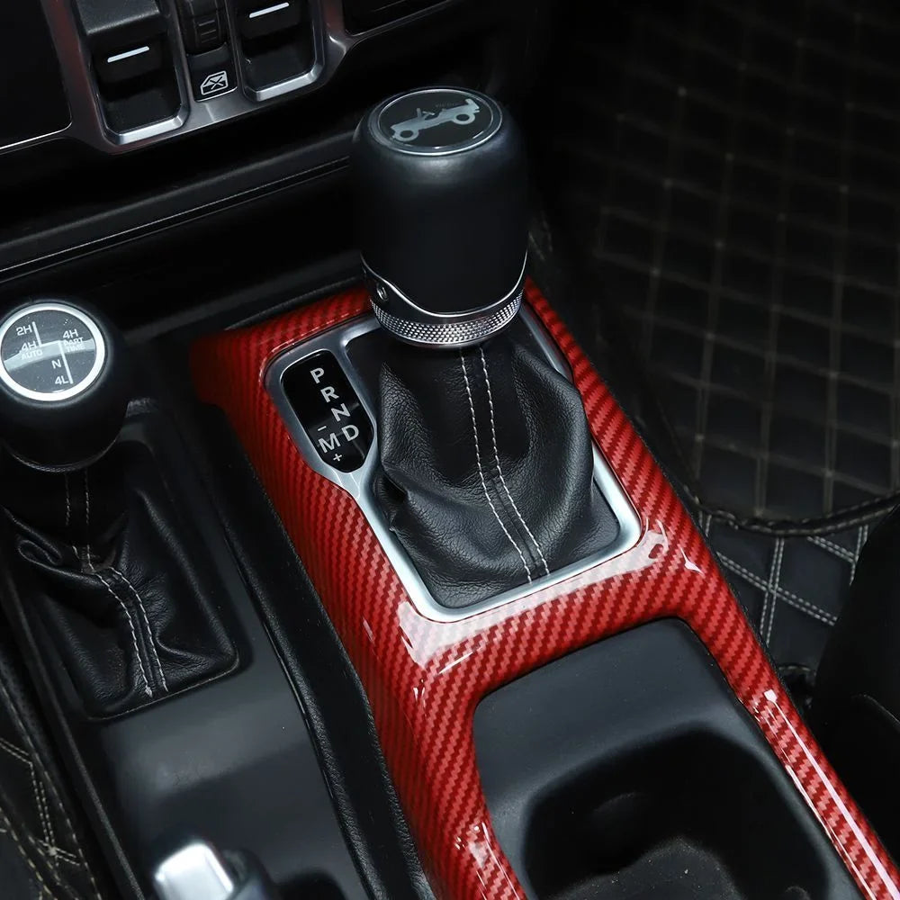 Teledu Red Carbon Gear Shift Panel Cup Holder Cover Trim For Jeep Wrangler Parts
