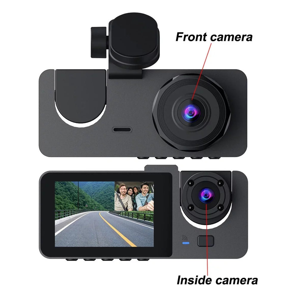Dash Cam for Car, 1080P 3 Channel Front & Rear Inside Dash Camera, Super Night Vision, Parking Monitor, Loop Recording, with 32GB SD Card