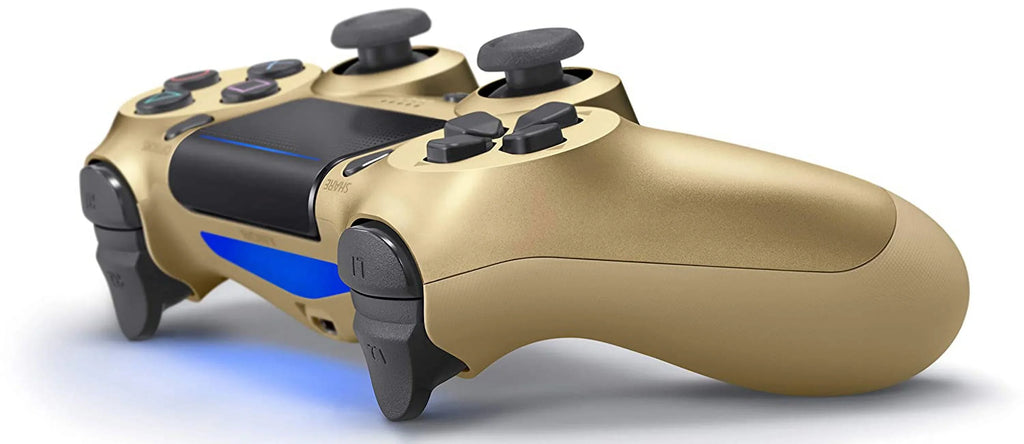 Pre-Owned Dual Shock Gold Gaming Controller For PS4 Console + Wireless Black Chatpad for PS4 Controller BOLT AXTION Bundle. (Refurbished: Like New)
