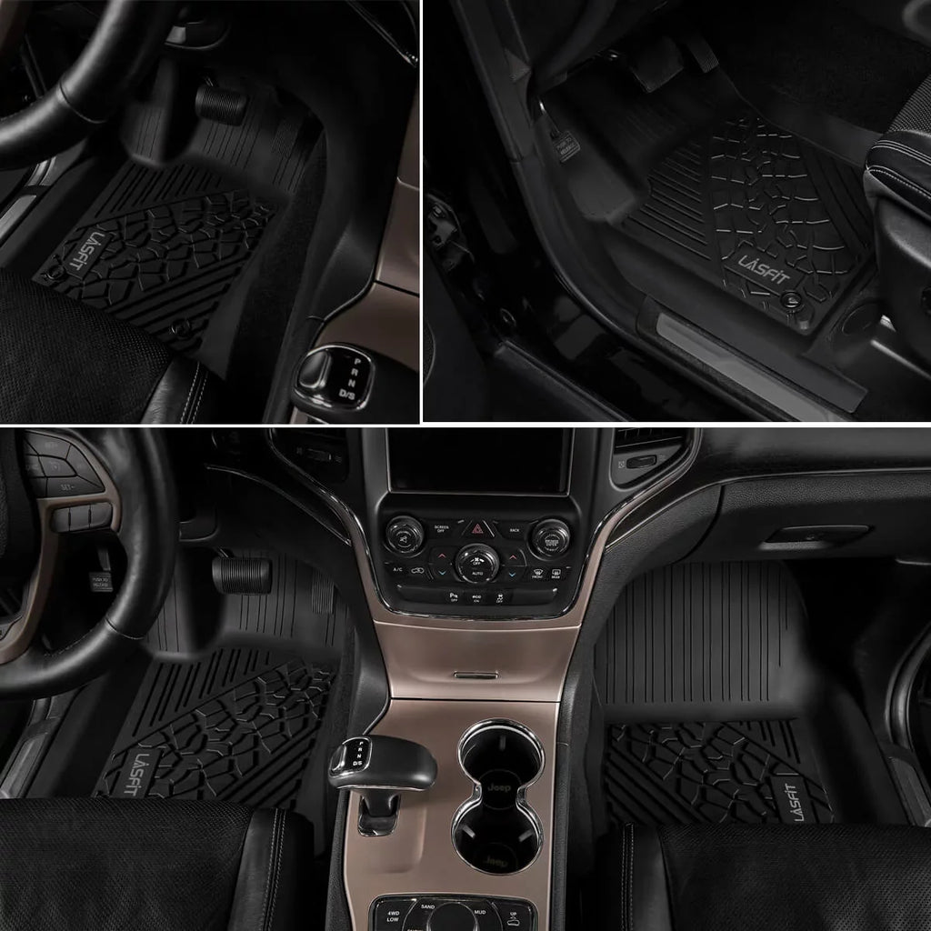 Lasfit Floor Liners for 2013- 2015 Jeep Grand Cherokee （Fit Bench Seating ONLY）,for 2013-2021 Dodge Durango (Fit Bench Seating on 2nd Row only),All Weather Fit TPE Floor Mats Set