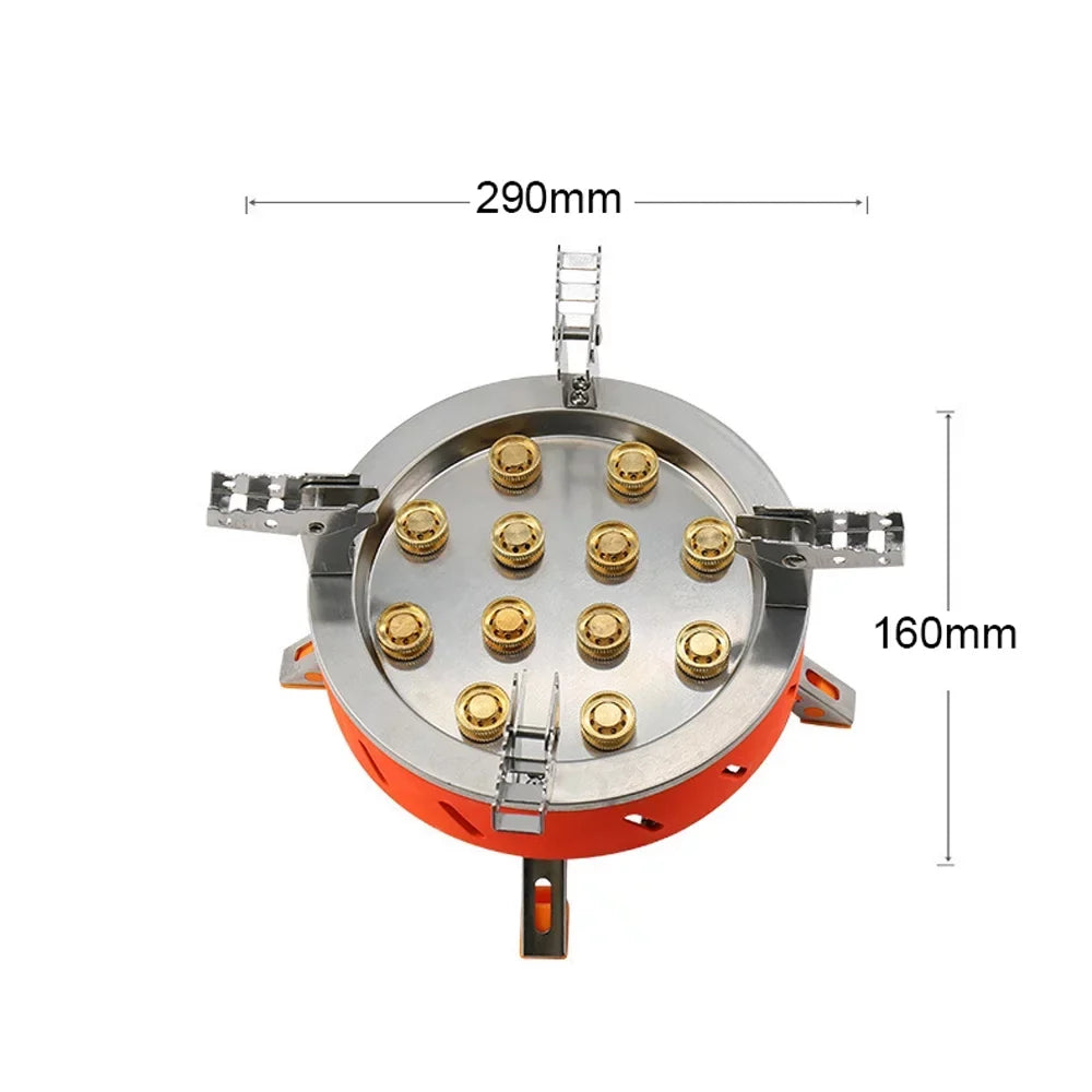 ZYZY 12-Core Camping Stove, Windproof and High-Power Gases Stove - Outdoor Furnace for Camping