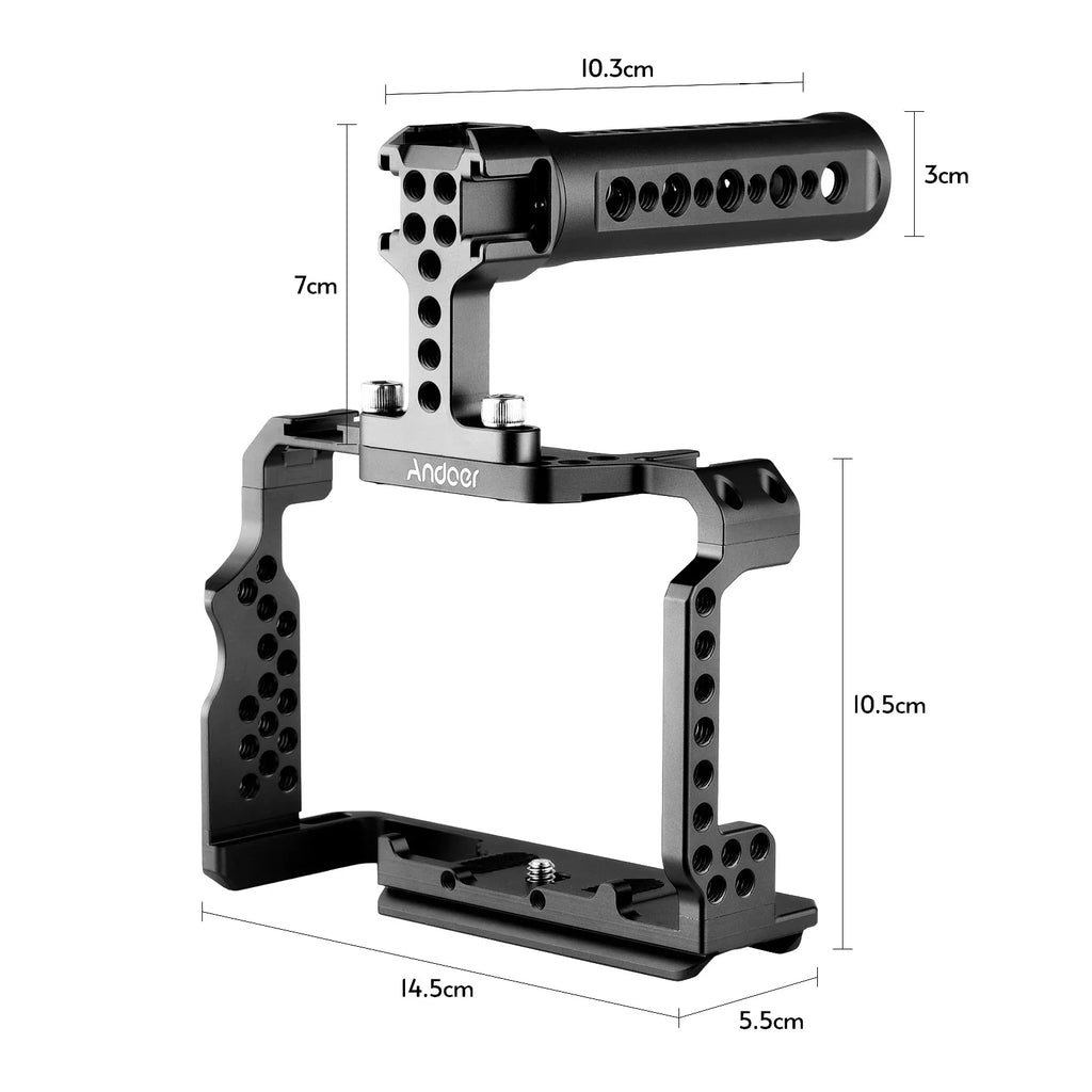 7299 Aluminum Alloy Cage Kit with Video Rig Handle Grip Replacement for A7R III/ A7 II/ A7III