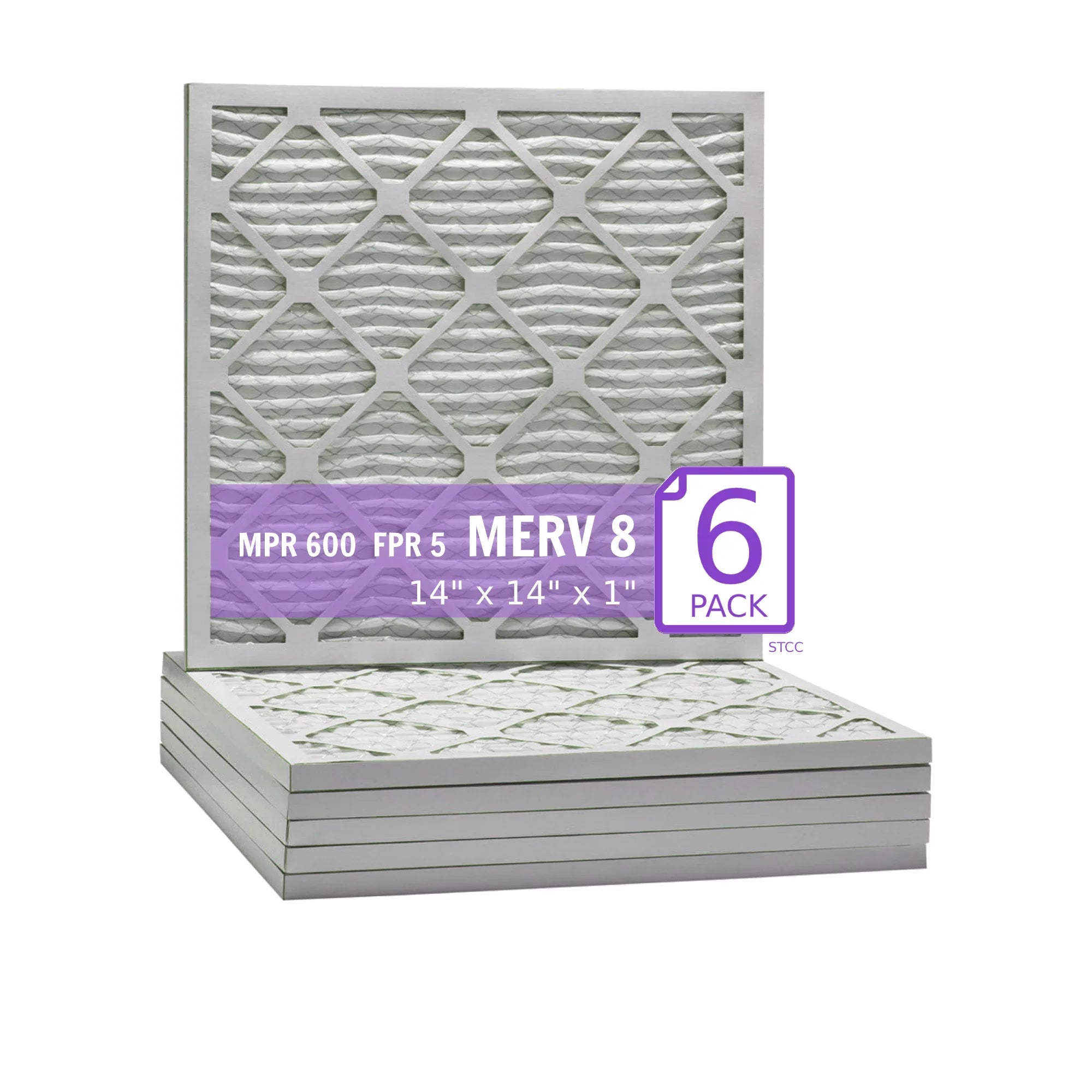 14x14x1, Purolator DMK80 Extended Surface Pleated Air Filter, Mechanical MERV 8, (6 Pack)