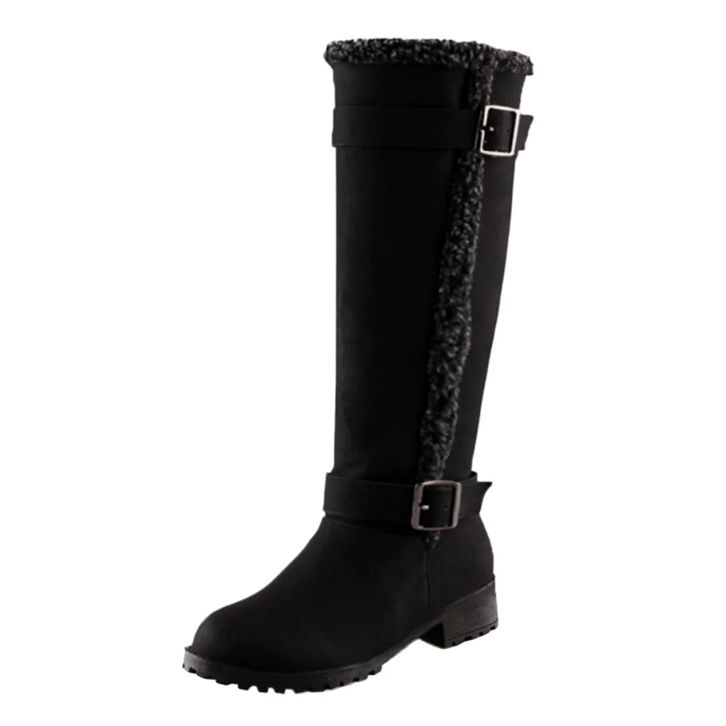 Womens Knee High Boots Mid Heel Round Toe Artificial Leather Boots Zipper Long Booties Boots Wide Calf for Women Womens Boots Mid Calf Hiking Womens Size 11 Rain Boots Wide Calf Womens