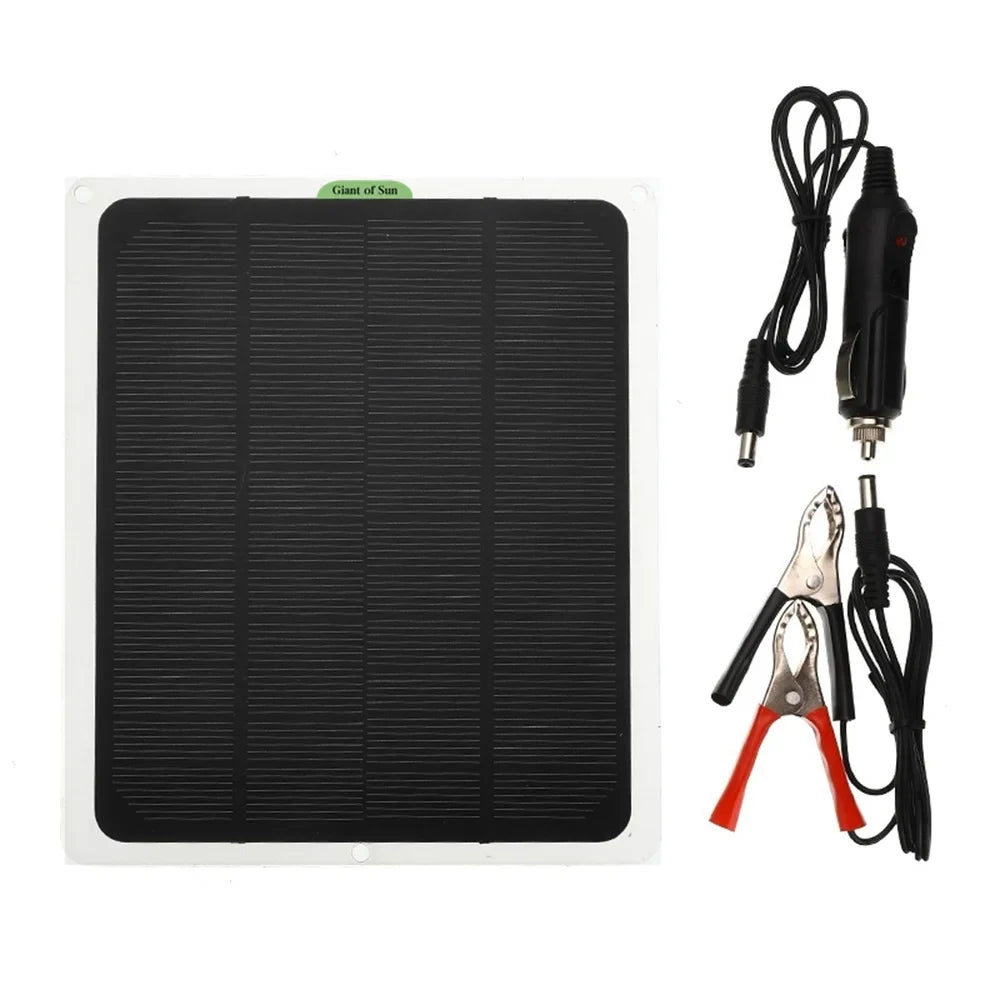 occkic 20W 12V/5V Monocrystalline Charging Flexible Solar Panels with Battery Clips for Cars RV Yachting Charger Outdoor Charger