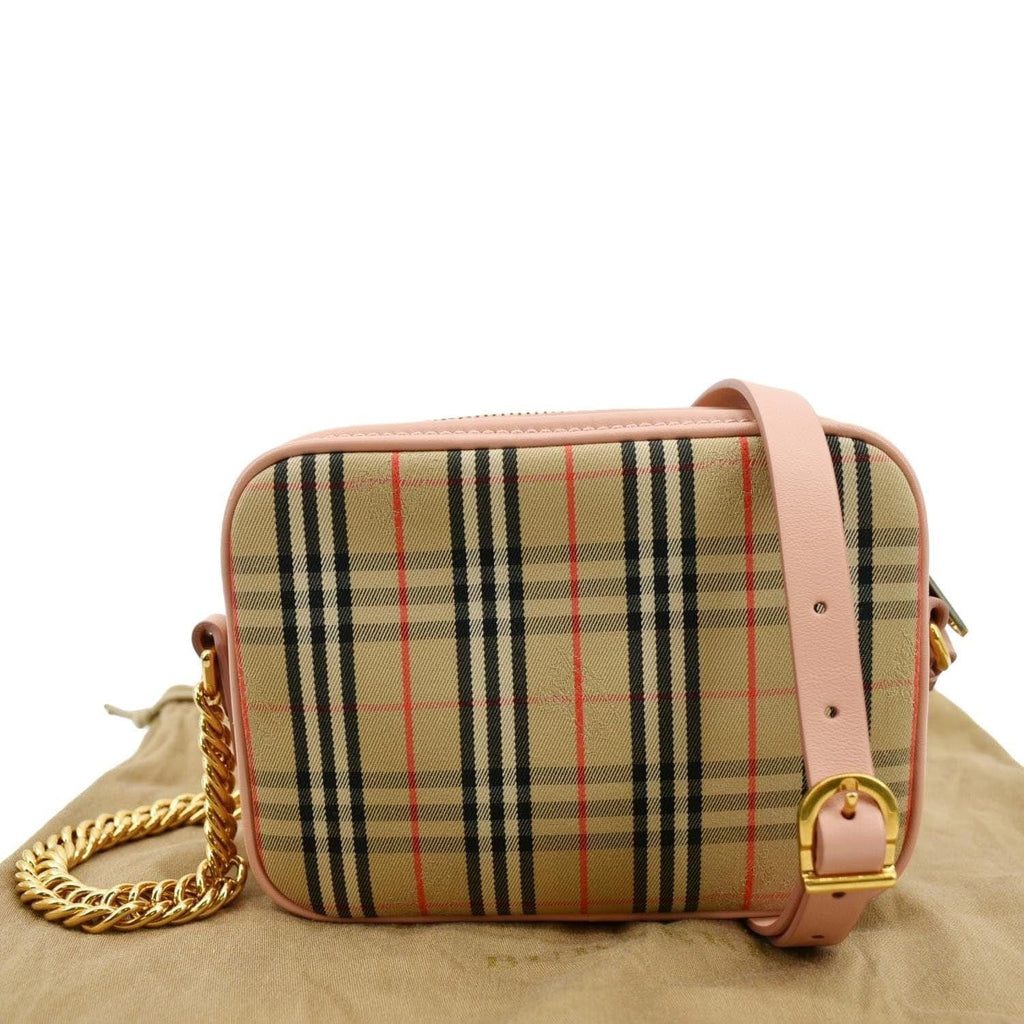 Pre-owned BURBERRY 1983 Knight Check Link Crossbody Camera Bag Light Pink
