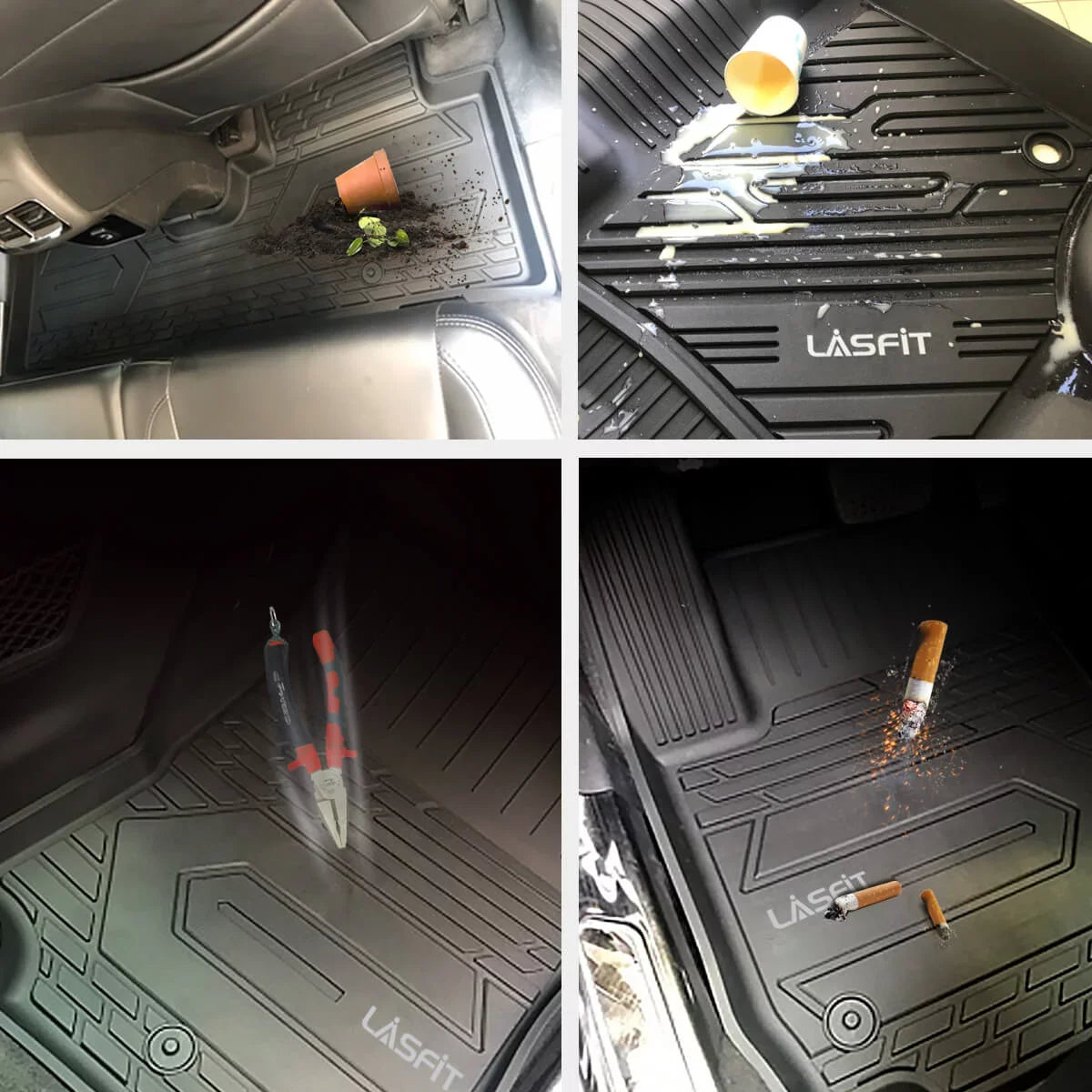 Lasfit Floor Mats for Chevrolet Silverado/GMC Sierra 1500 2019-2022 & 2500HD/3500HD 2020-2022 Crew Cab (Don't Fit Double Cab, Plastic Storage, Without Storage)