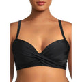 Nicole Miller BLACK Twist Front Bikini Top + Hi Waist Shirred Bottom 2Pc XL