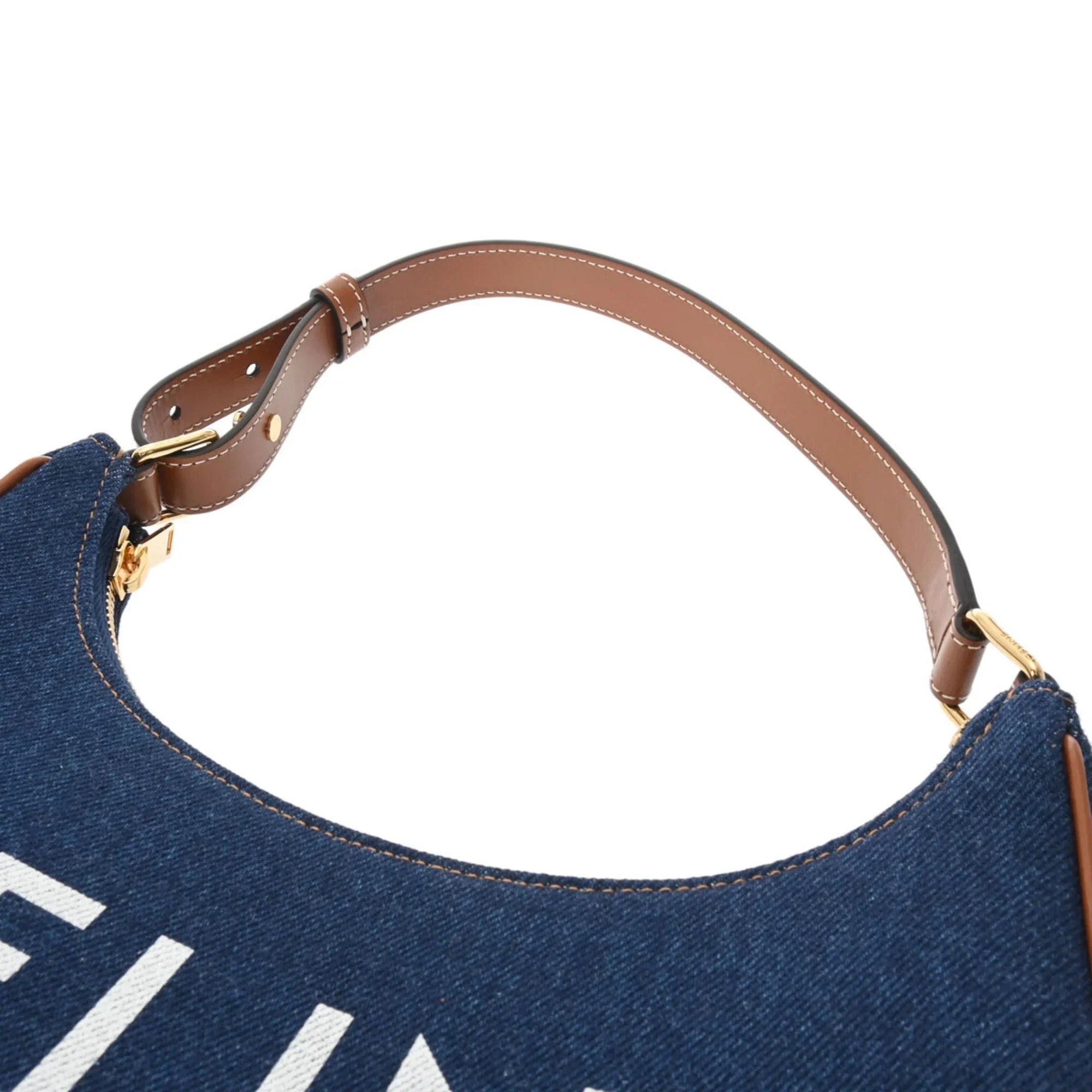 Pre-Owned CELINE Ava Blue 193952DKA Women's Denim Leather Handbag (Like New)