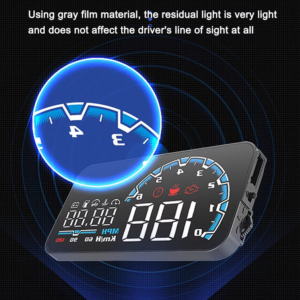 Apexeon Car Head Up Projector, Digital Speedometer Display with Voltage and Oil Consumption , Liquid Temperature Gauge, Total Driving Time ， Optimize Your Driving Functionality