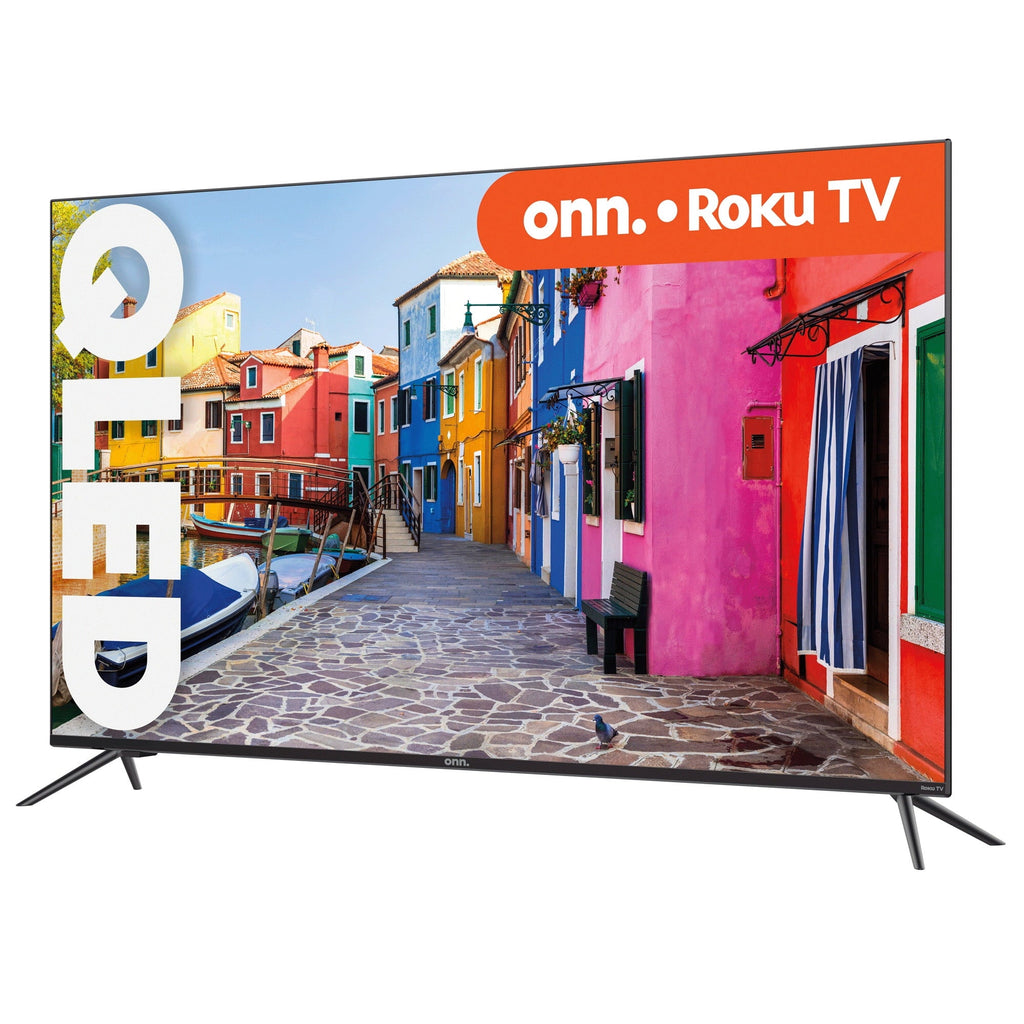 onn. 50” QLED 4K UHD (2160p) Roku Smart TV with Dolby Atmos, Dolby Vision, Local Dimming, 120hz Effective Refresh Rate, and HDR (100071700)