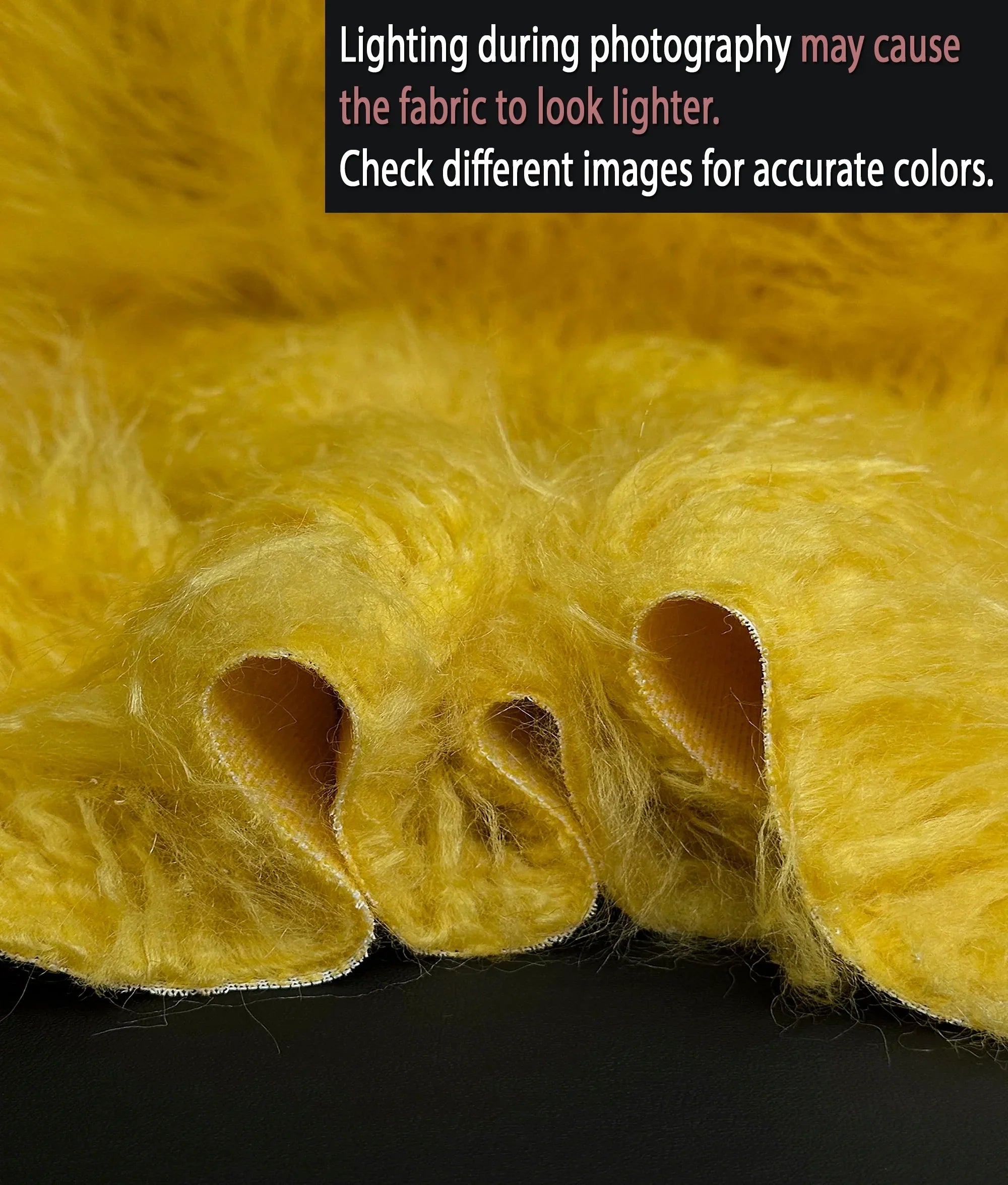 Faux Fake CURLY Yak FUR 3.5" LONG Pile Japanese Fire Retardant Yarn 2.3oz Per Yard / Craft, Sewing Cosplay 58" Wide Sold by Continuous Yard (Yellow)