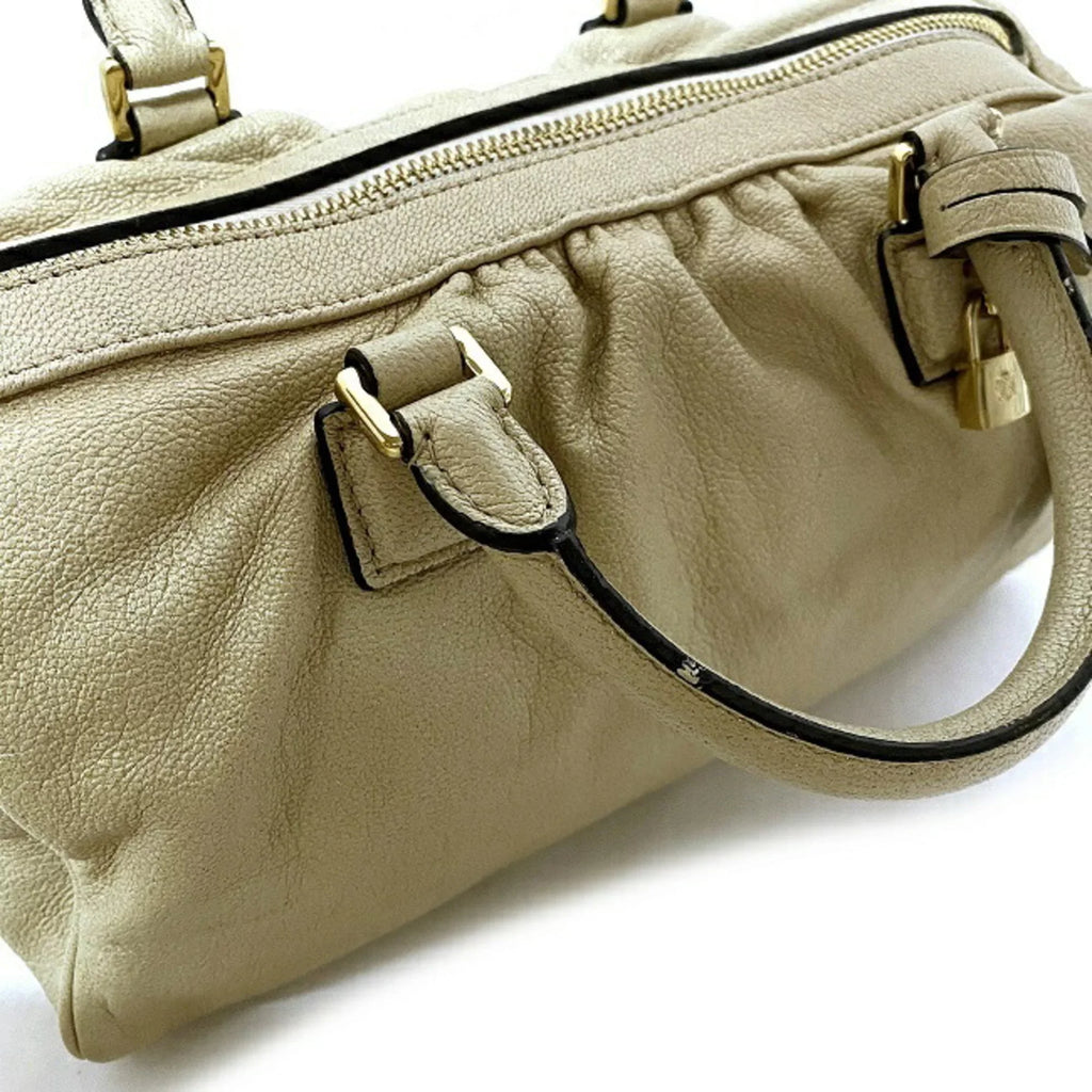 Pre-Owned Loewe 2way Gold Lame Anagram Leather LOEWE Boston Handbag Champagne Women's (Good)