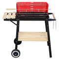 27 Inch Portable Charcoal Grill with Wheels for Outdoor Cooking Barbecue Camping BBQ Coal Grill Heavy Duty Square for Small Patio Backyard