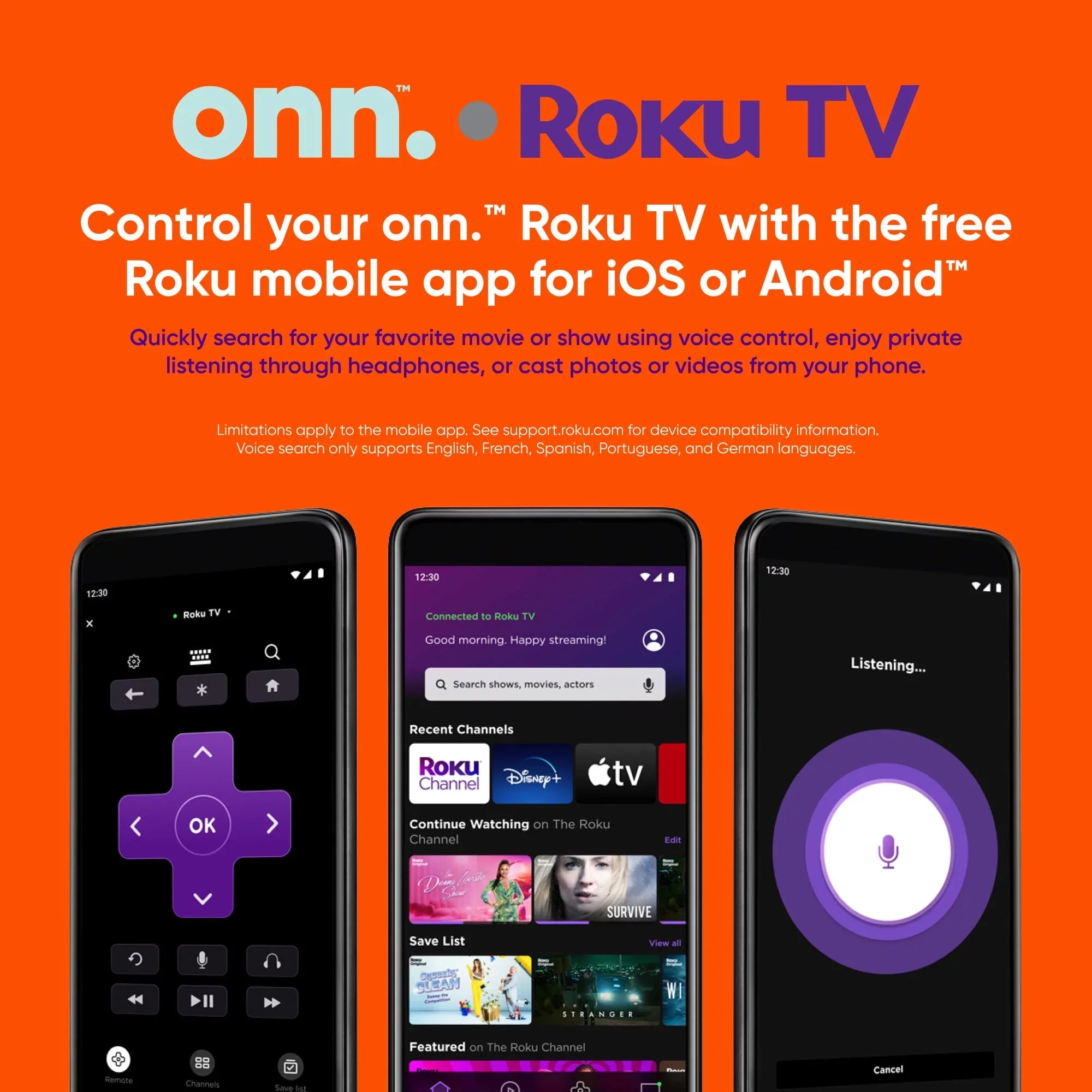onn. 50” QLED 4K UHD (2160p) Roku Smart TV with Dolby Atmos, Dolby Vision, Local Dimming, 120hz Effective Refresh Rate, and HDR (100071700)