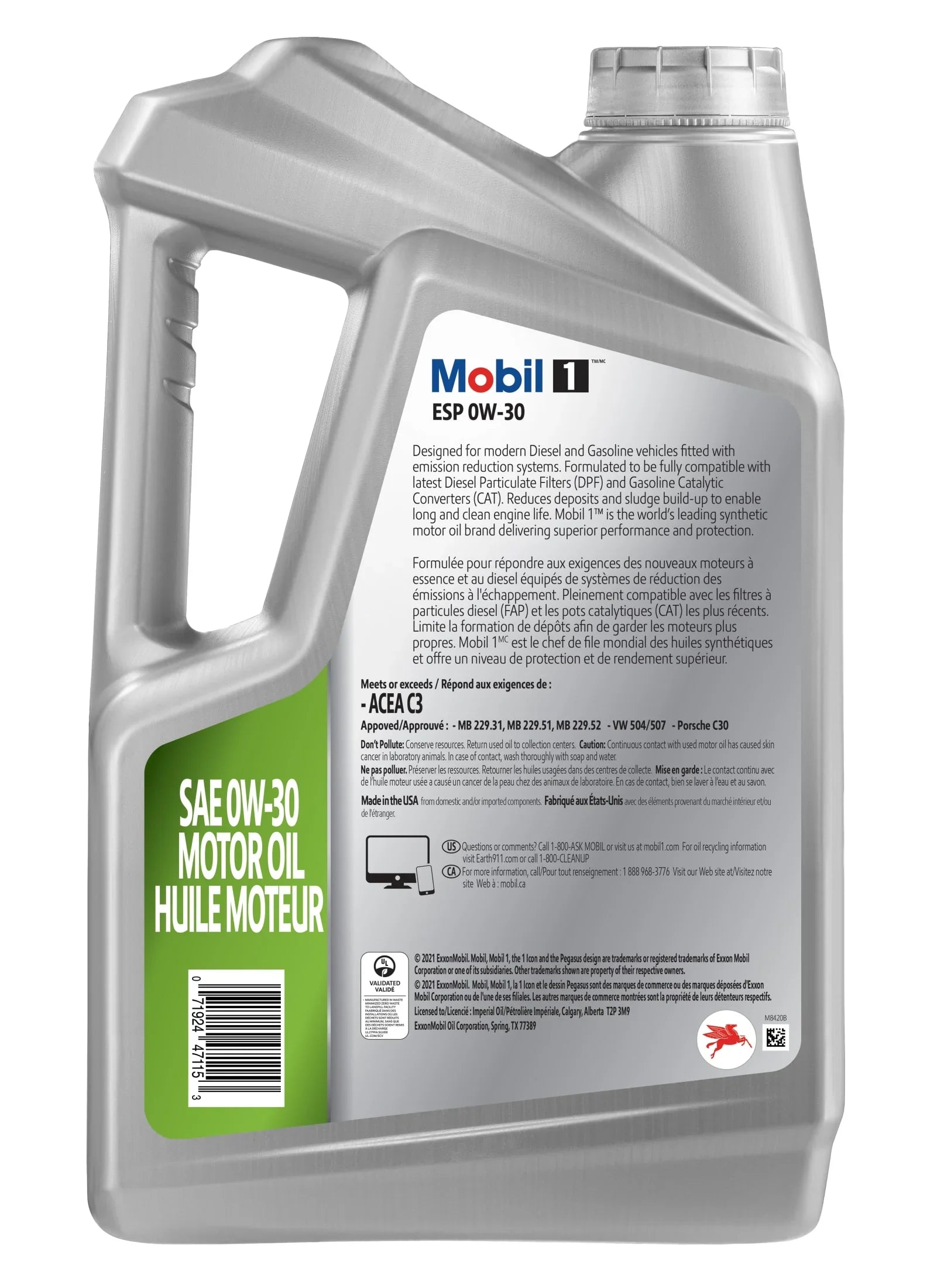 Mobil 1 ESP Full Synthetic Motor Oil 0W-30, 5 Quart