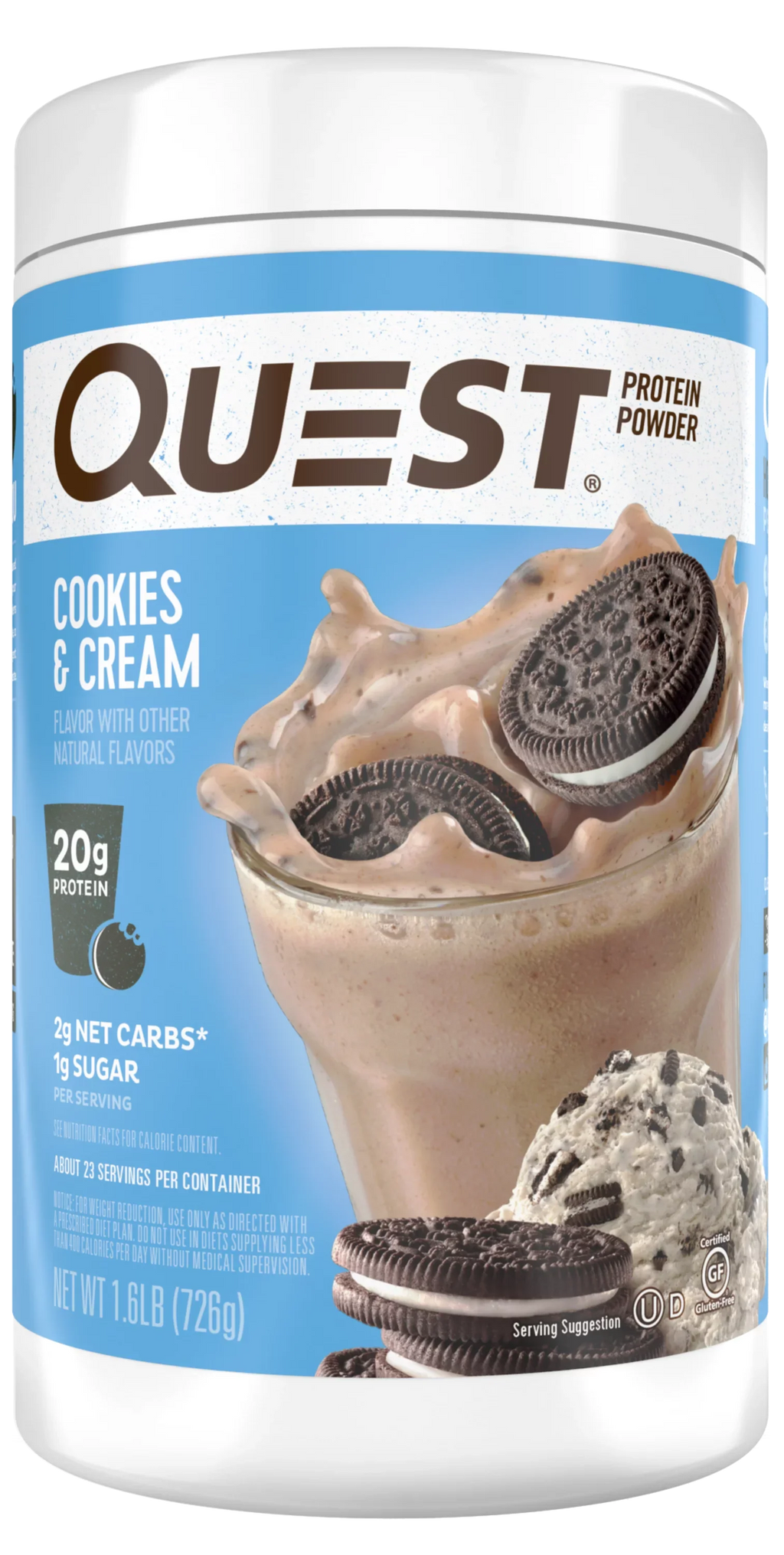 Quest Protein Powder, Cookies and Cream, 20g Protein, 1.6 lb., 25.6 oz