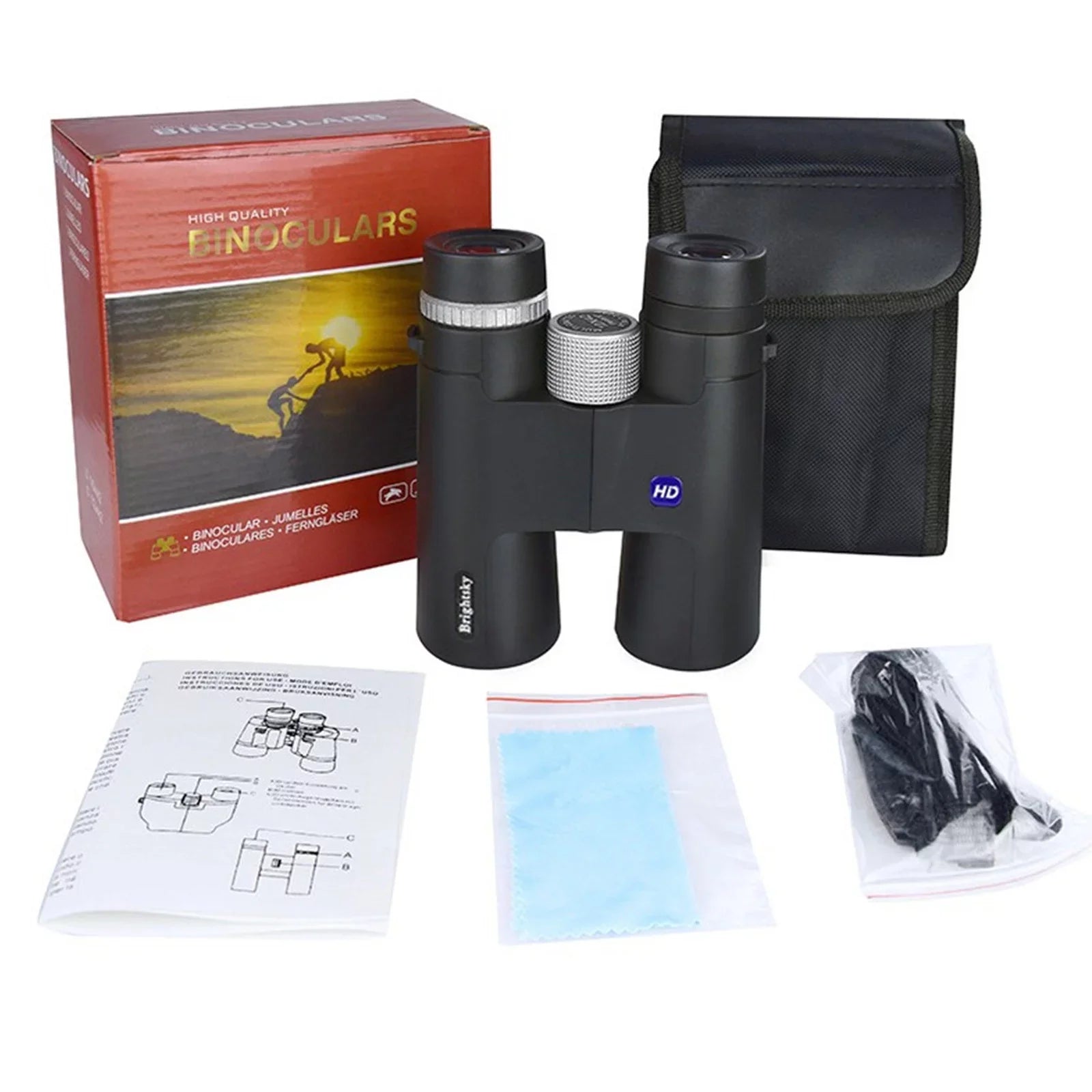 Back to School Savings! Feltree 12x42 Binoculars for Adults, Compact Binoculars with Low Light Night Vision, HD Clear High Power Large View Binoculars Adapter for Bird Watching, Hunting