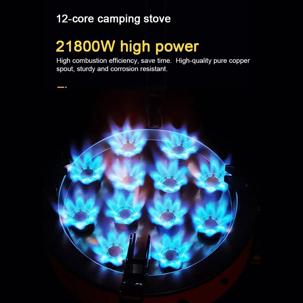 ZYZY 12-Core Camping Stove, Windproof and High-Power Gases Stove - Outdoor Furnace for Camping
