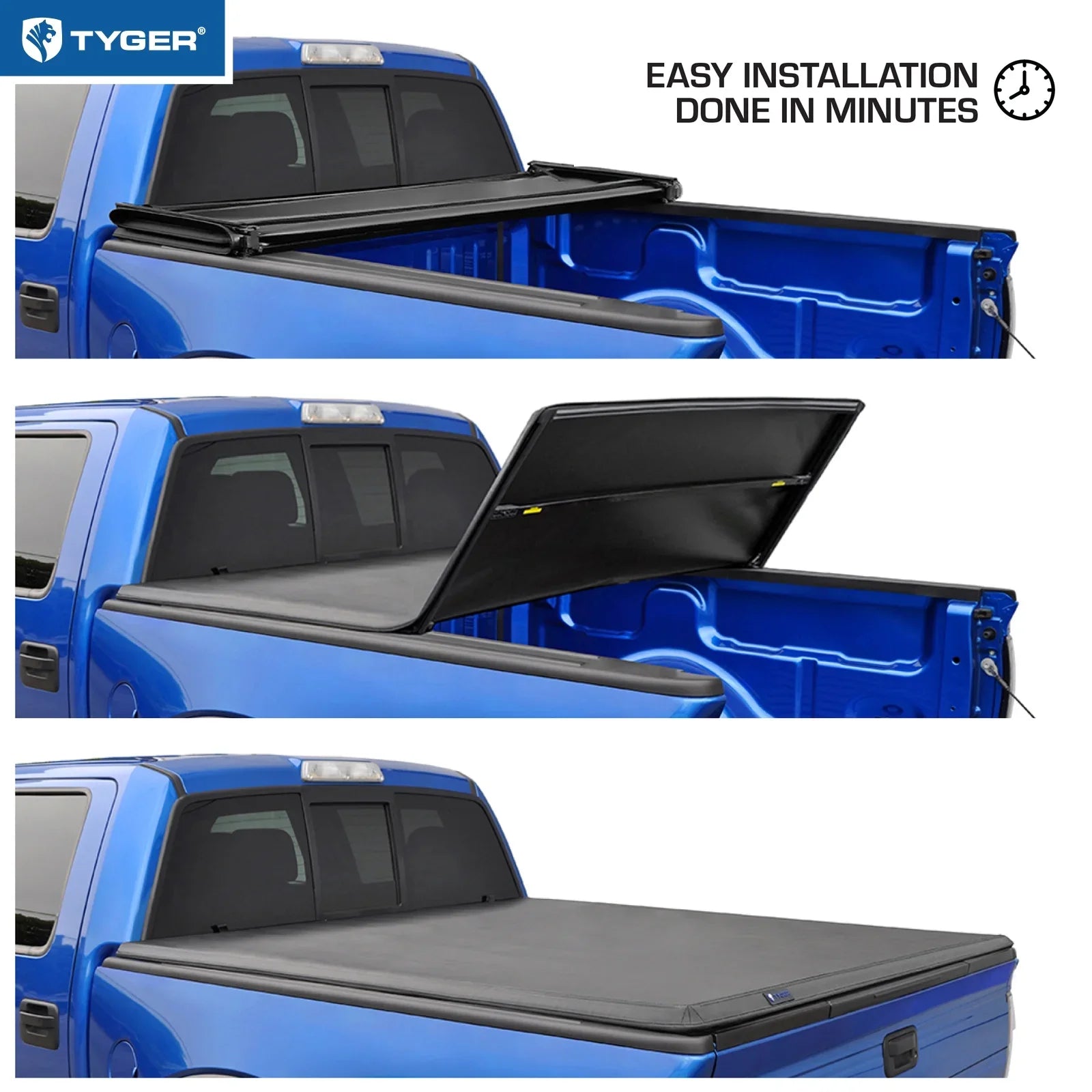 Tyger Auto T3 Soft Tri-fold Truck Bed Tonneau Cover Compatible with 2007-2013 Toyota Tundra | 6.5' Bed | TG-BC3T1033 | Vinyl