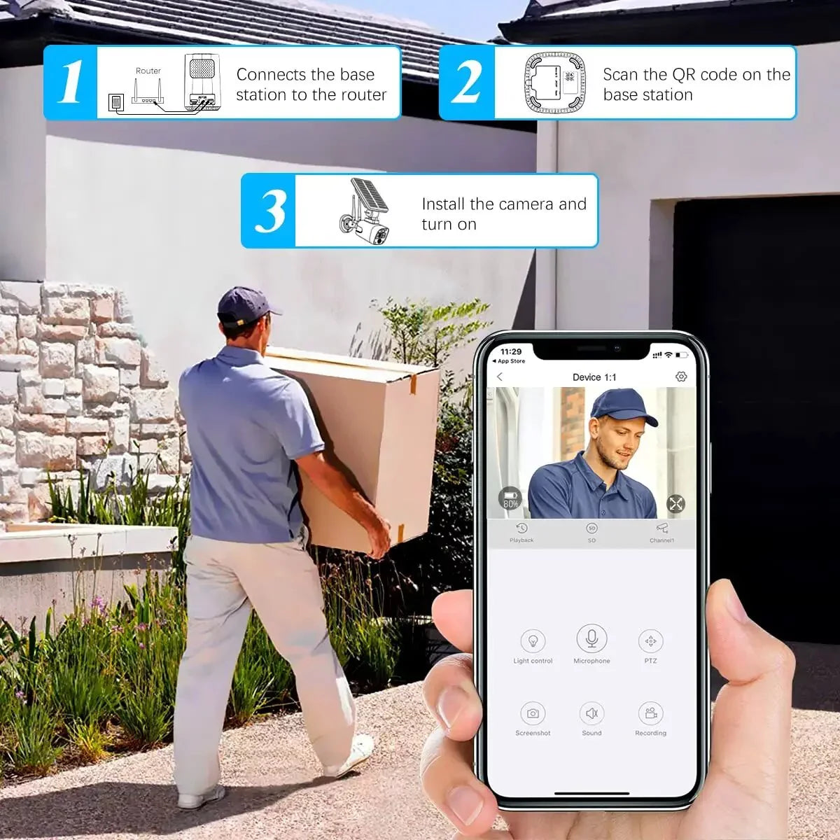{100% Wireless Solar Security Camera System}, 6pcs 2K 3.0MP solar cameras with 8-channel NVR, Wire-free Home Surveillance system, 2TB Hard Drive pre-installed by OOSSXX