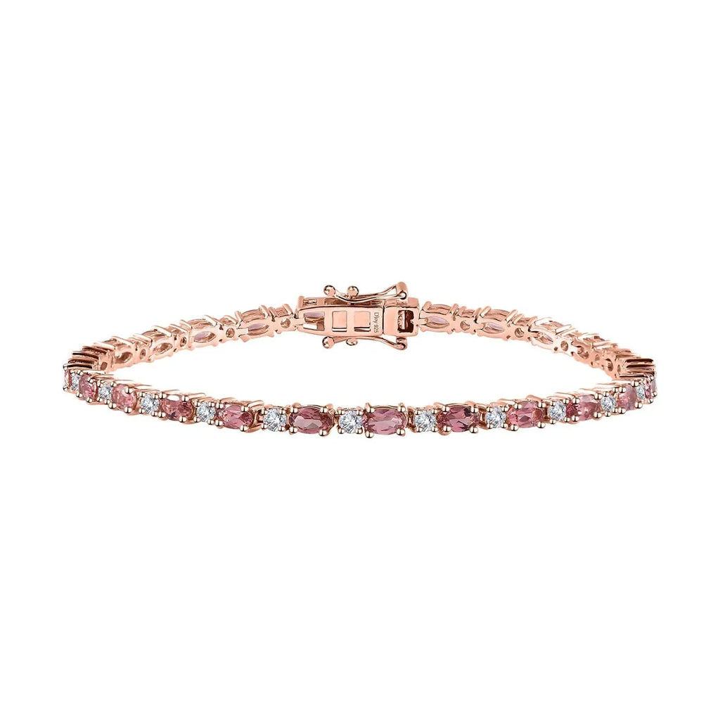 Shop LC Tourmaline Moissanite Oval 925 Sterling Silver Vermeil Rose Gold Plated Bracelet Jewelry Size 8" Ct 5.74 Birthday Mothers Day Gifts for Mom