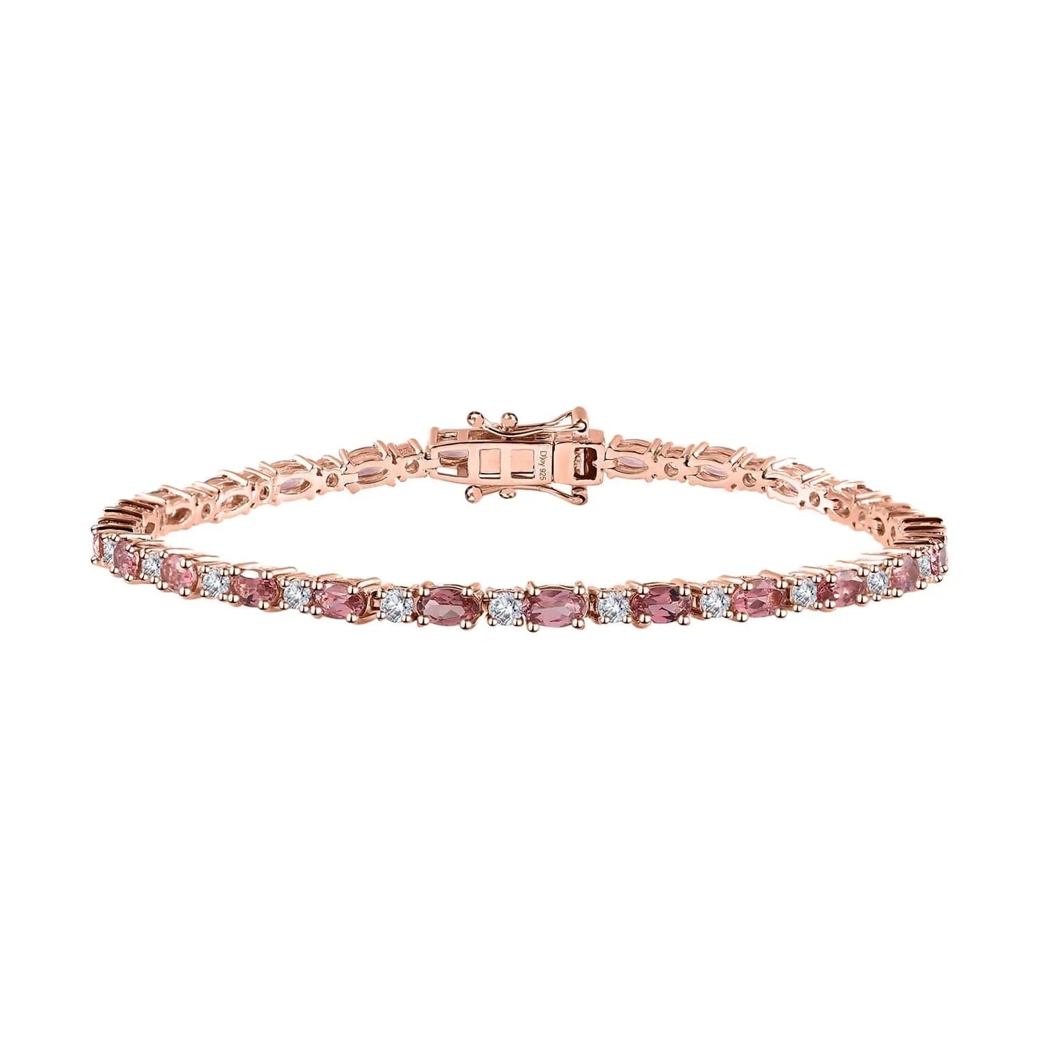 Shop LC Tourmaline Moissanite Oval 925 Sterling Silver Vermeil Rose Gold Plated Bracelet Jewelry Size 8" Ct 5.74 Birthday Mothers Day Gifts for Mom