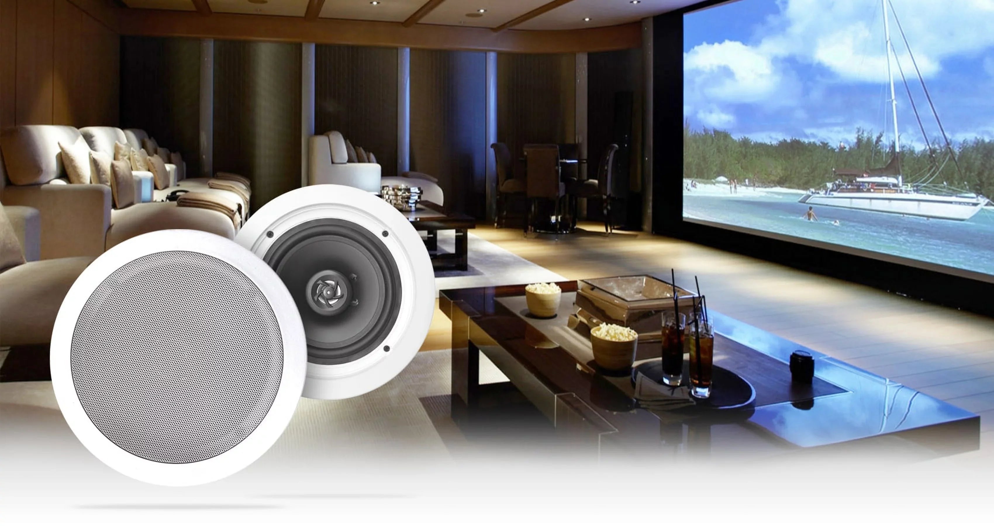 Rockville RPA40BT 4-Room Home Audio Kit Receiver+(8) 8" White Ceiling Speakers
