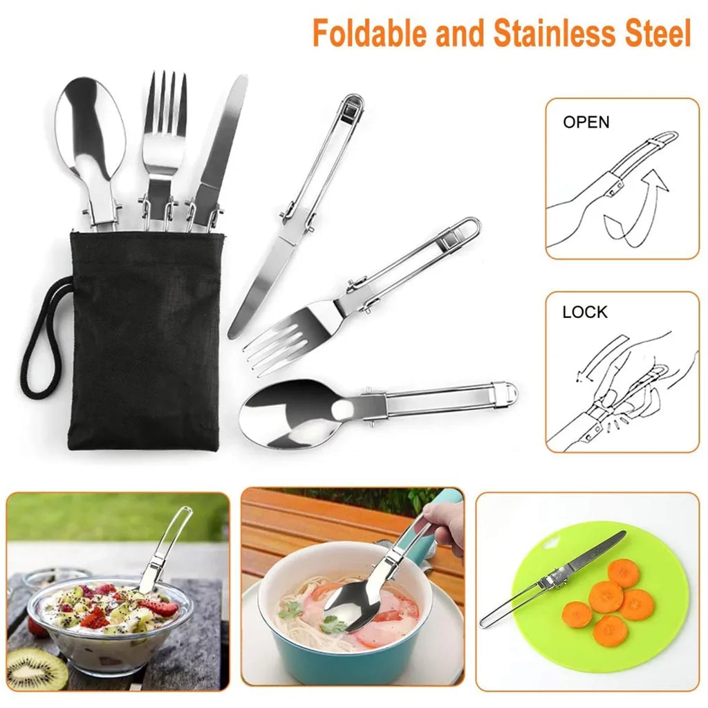 Lixada Backpacking Cookware Set with Pot Pan Kettle Stove Spoon Fork Cutter for Camping Hiking Picnic Mess Kit Tableware