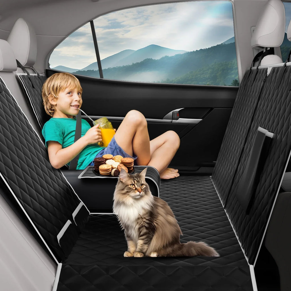 Dog Car Seat Cover for Back Seat, Fluid Pet Seat Cover 600D Scratch-Proof Dog Seat Cover for Truck, Vehicle SUV, Tesla, Machine Washable,Color Black