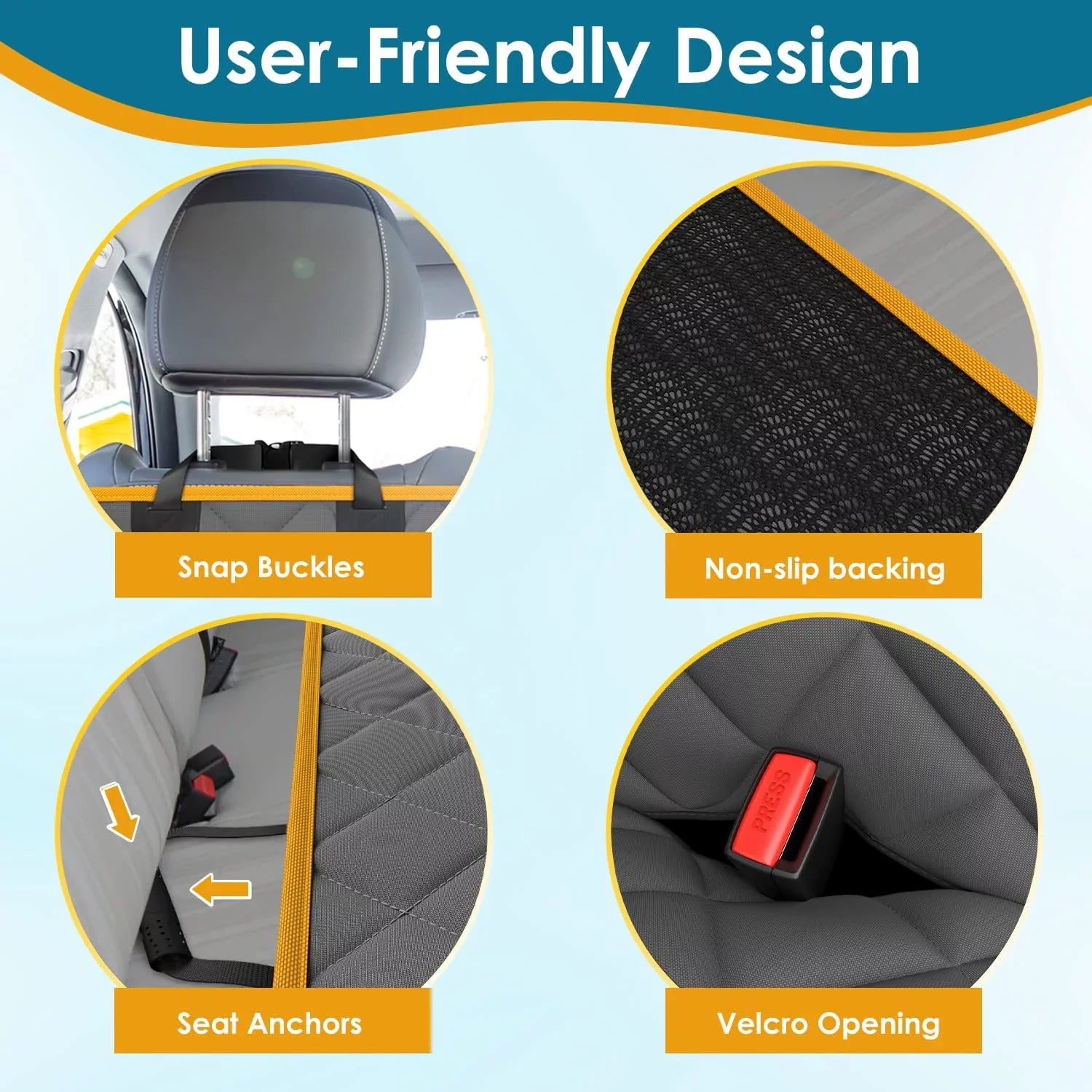 PAWBEE Dog Car Seat Cover – Nonslip & Scratchproof Dog Seat Covers for Cars – Liquid Car Seat Covers for Dogs with Bonus Car Seat Belt – SUV, Trucks & Car Hammock for Dogs with Front Mesh Window