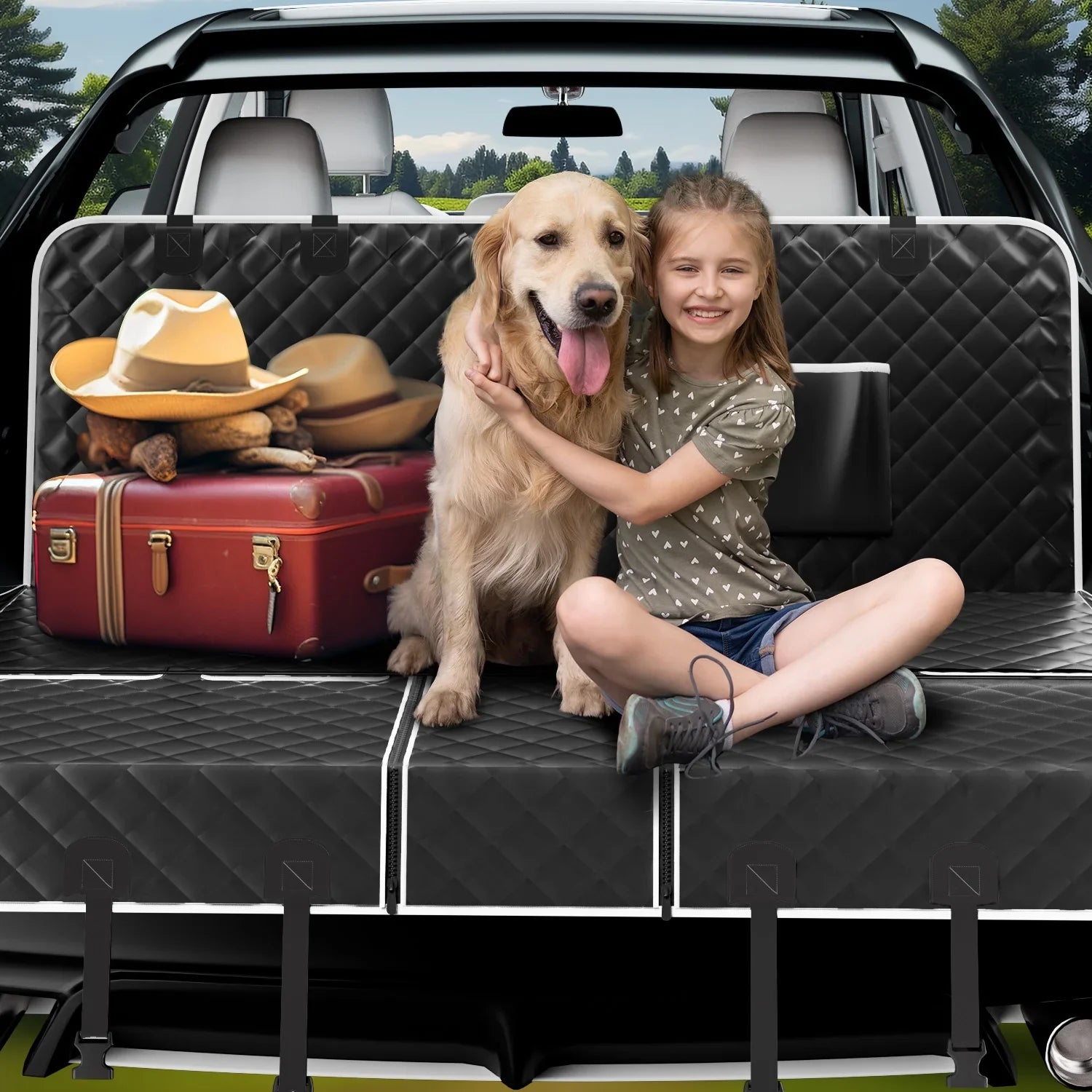 Dog Car Seat Cover for Back Seat, Fluid Pet Seat Cover 600D Scratch-Proof Dog Seat Cover for Truck, Vehicle SUV, Tesla, Machine Washable,Color Black