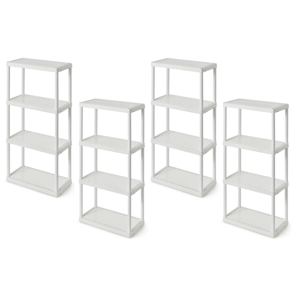 Gracious Living 4 Shelf Set Height Light Duty Storage Unit, White (2 Pack)