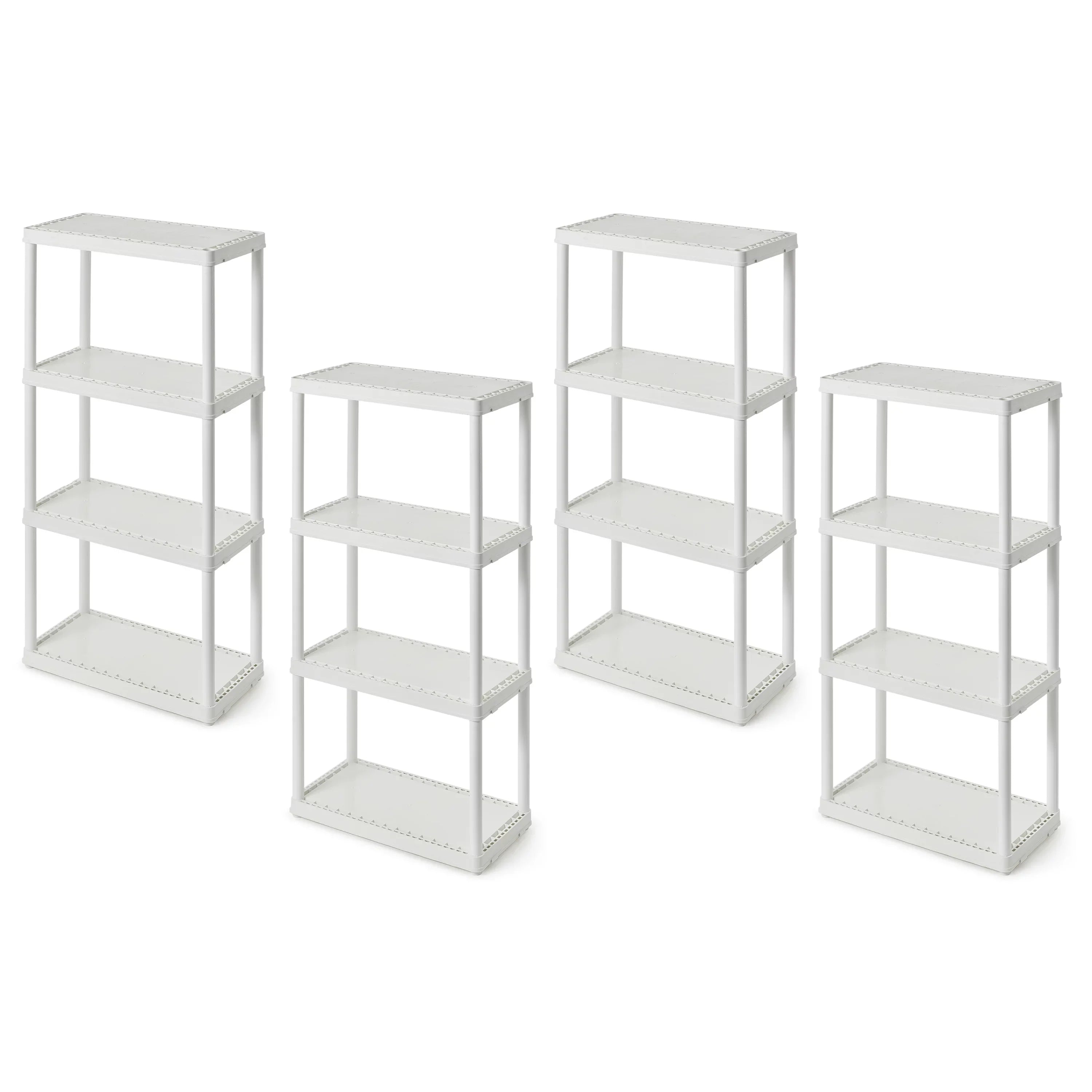Gracious Living 4 Shelf Set Height Light Duty Storage Unit, White (2 Pack)