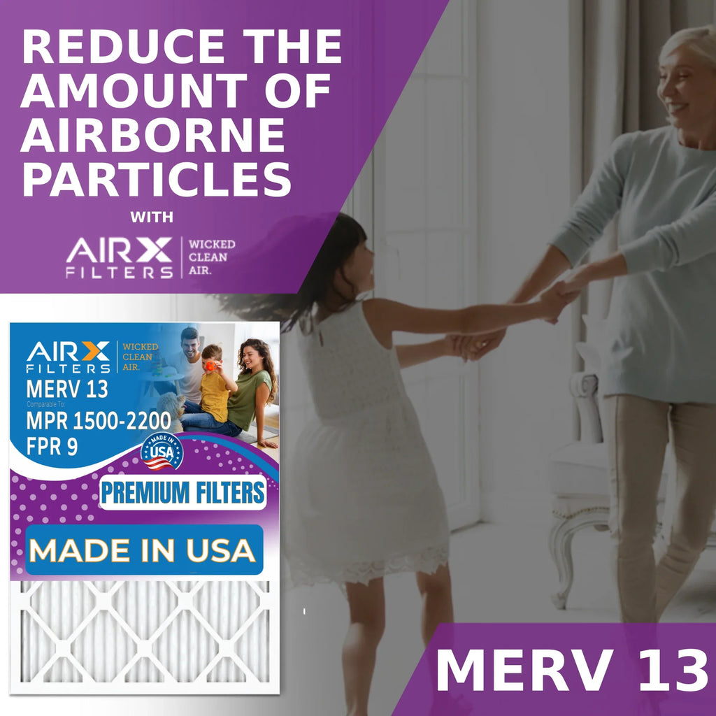 20x36x1 Air Filter MERV 13 Comparable to MPR 1500 - 2200 & FPR 9 Electrostatic Pleated Air Conditioner Filter 6 Pack HVAC AC Premium USA Made 20x36x1 Furnace Filters by AIRX FILTERS WICKED CLEAN AIR.