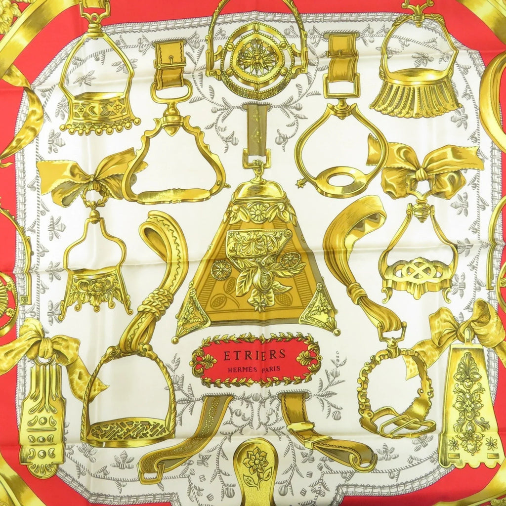 Pre-Owned Hermes Carre 90 ETRIERS Stirrup/Horse Scarf Muffler Silk Women's HERMES (Good)