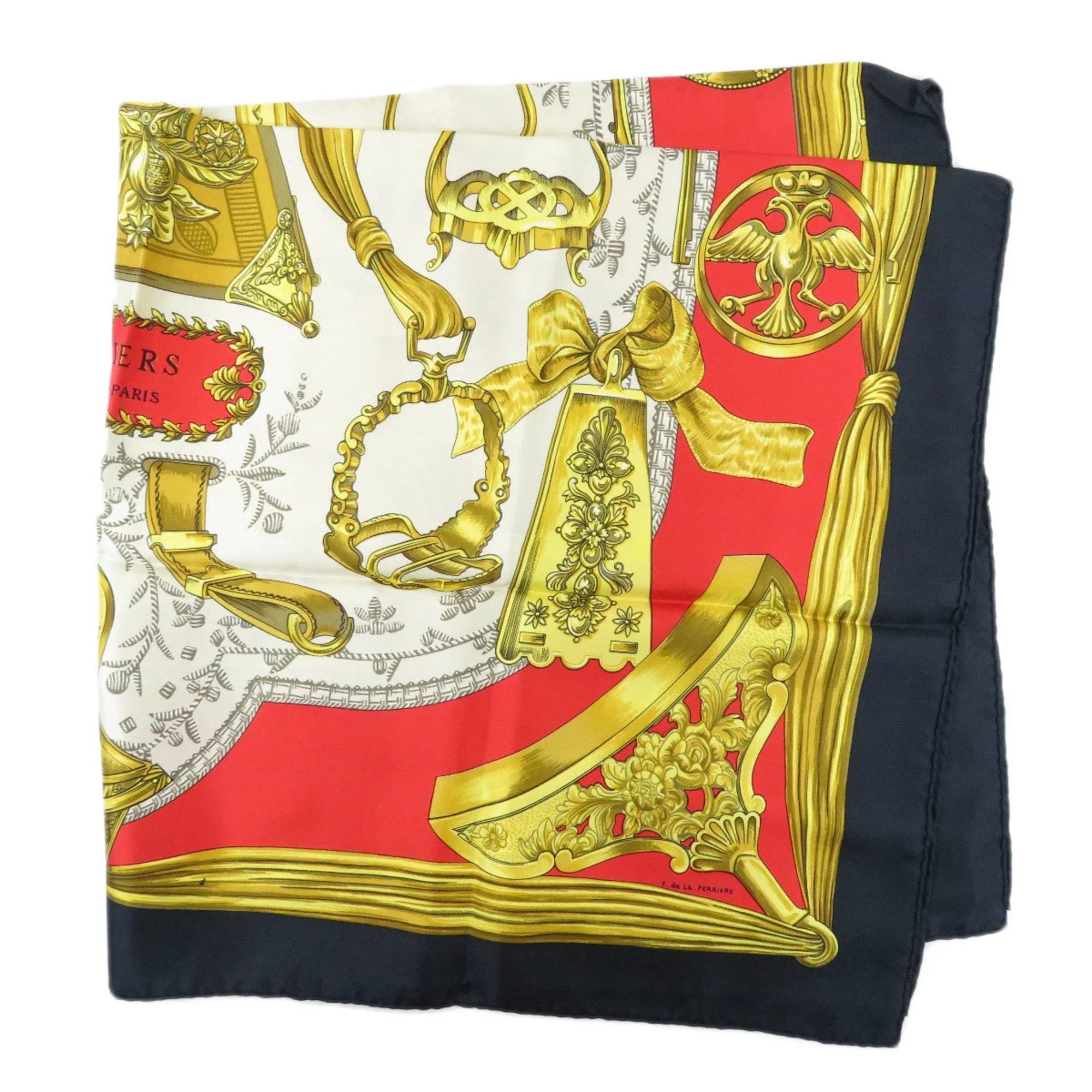 Pre-Owned Hermes Carre 90 ETRIERS Stirrup/Horse Scarf Muffler Silk Women's HERMES (Good)