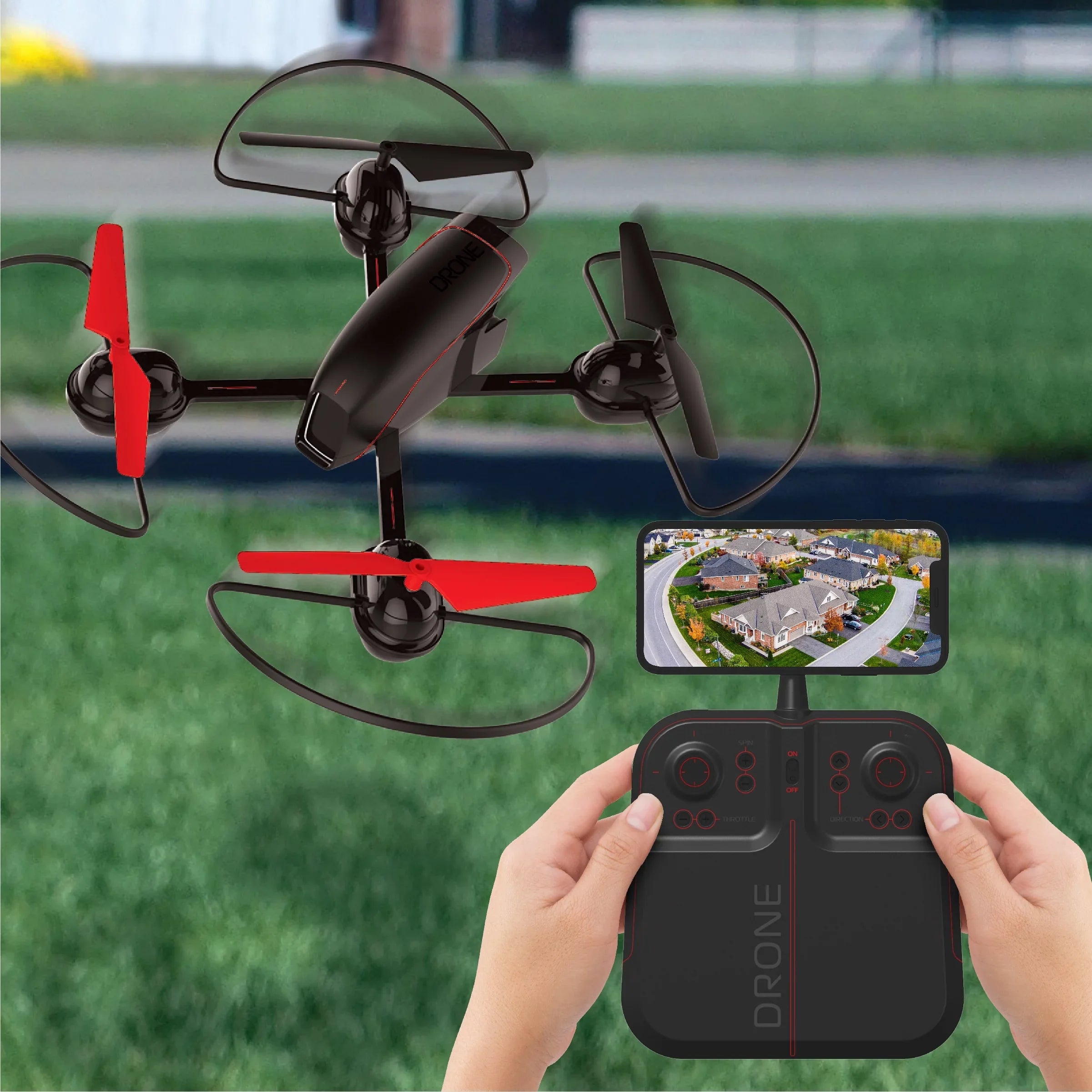 SHARPER IMAGE 2.4GHz RC Mach 10inch Drone with Stream Camera, Remote Controlled Quadcopter with Assisted Landing, Wireless and Rechargeable