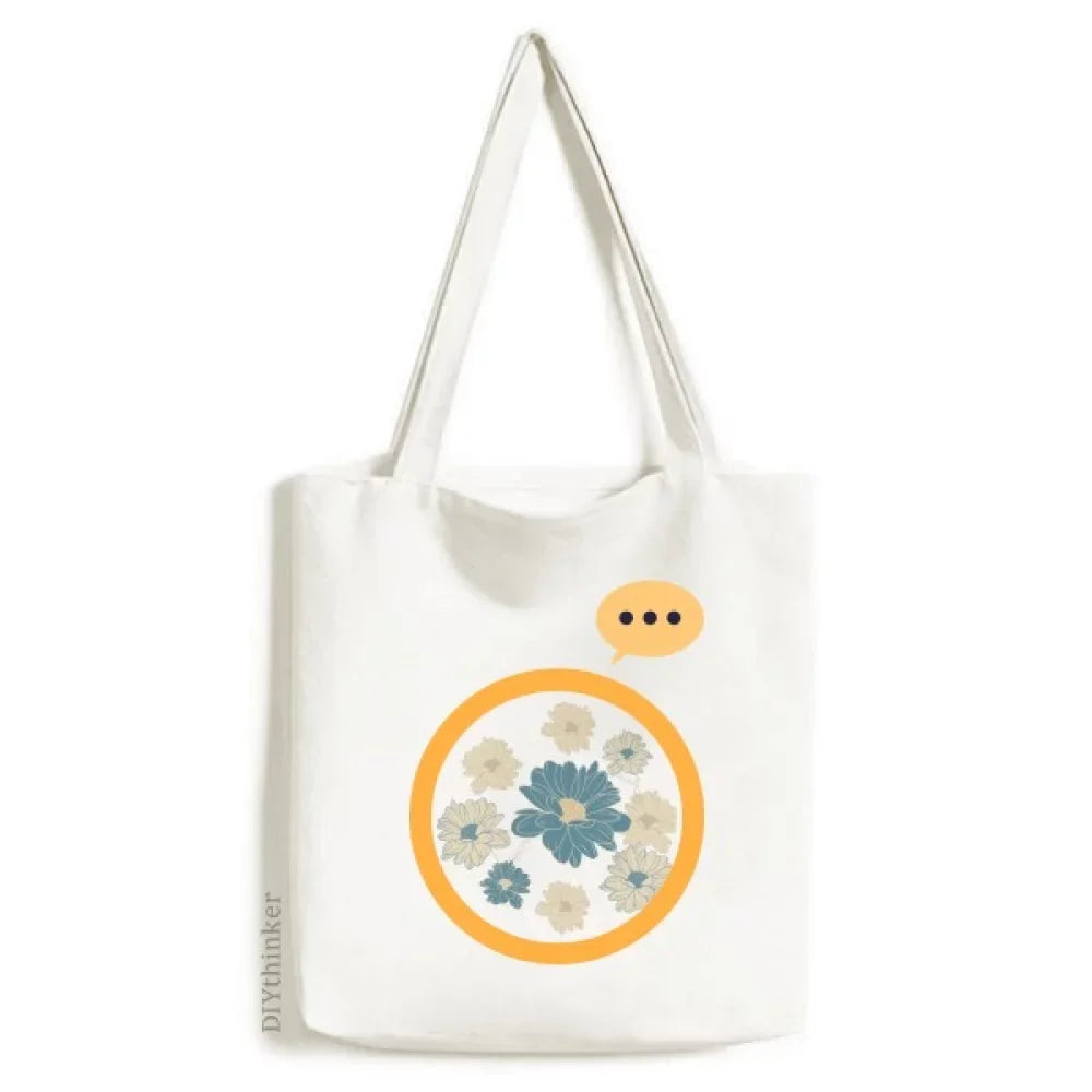 Flower Blue Chrysanthemum Expression Sack Canvas Tote Shoulder Bag
