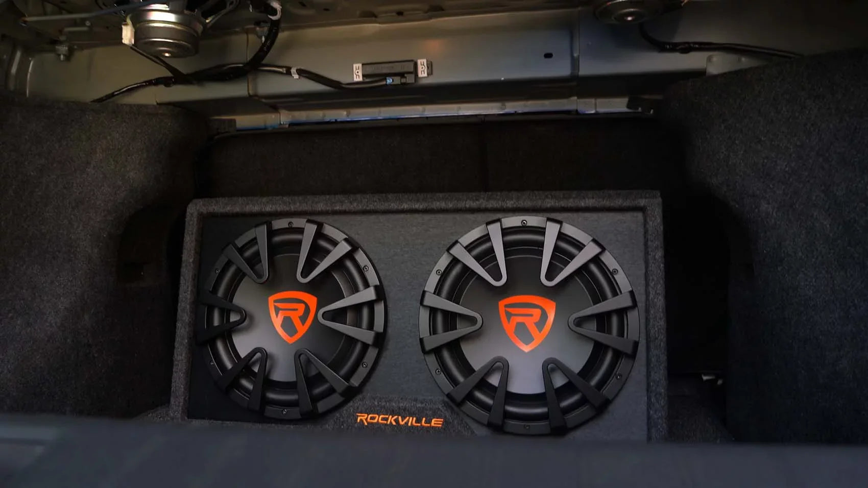 Rockville RG212CA 2000w Dual 12 inches Vented Powered Car Subwoofer Enclosure+Amp Kit