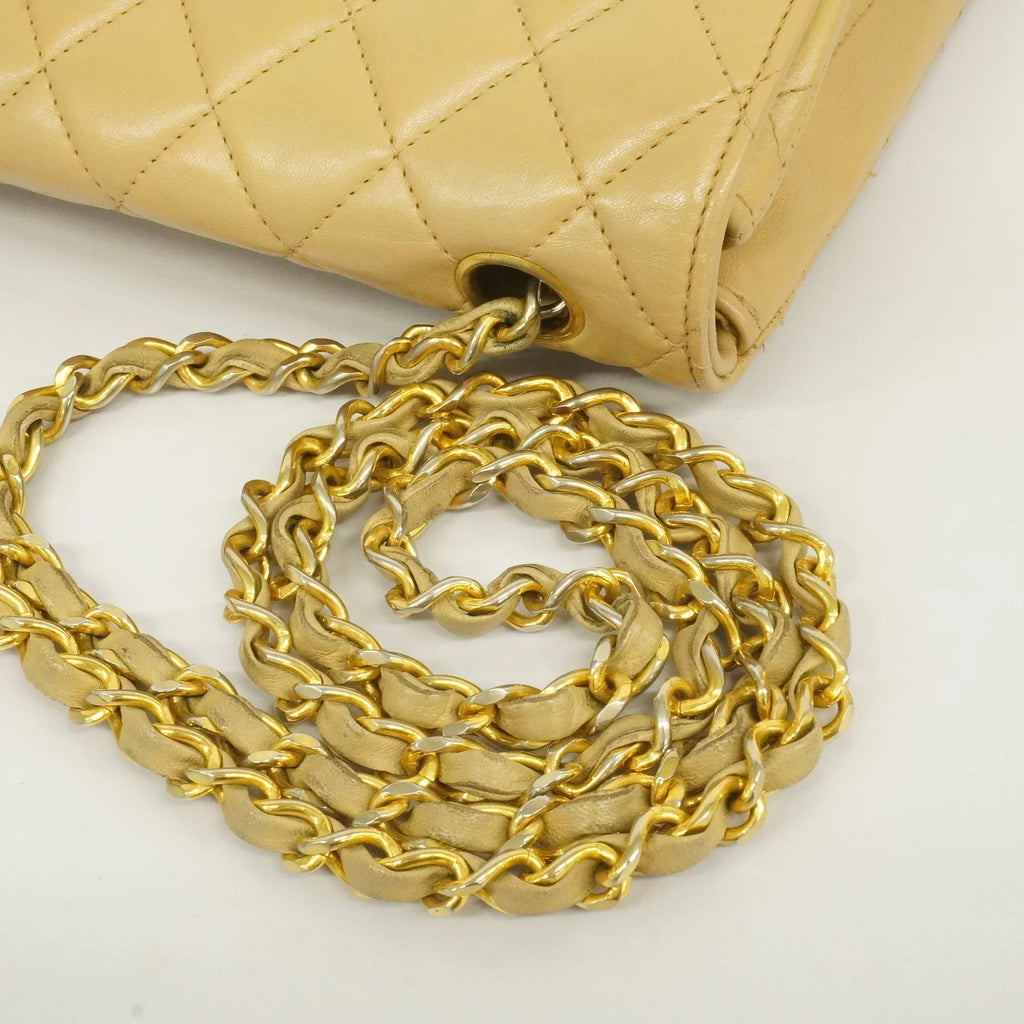 Authenticated Second-hand Auth Chanel Matelasse Single Chain Women's Leather Shoulder Bag Beige