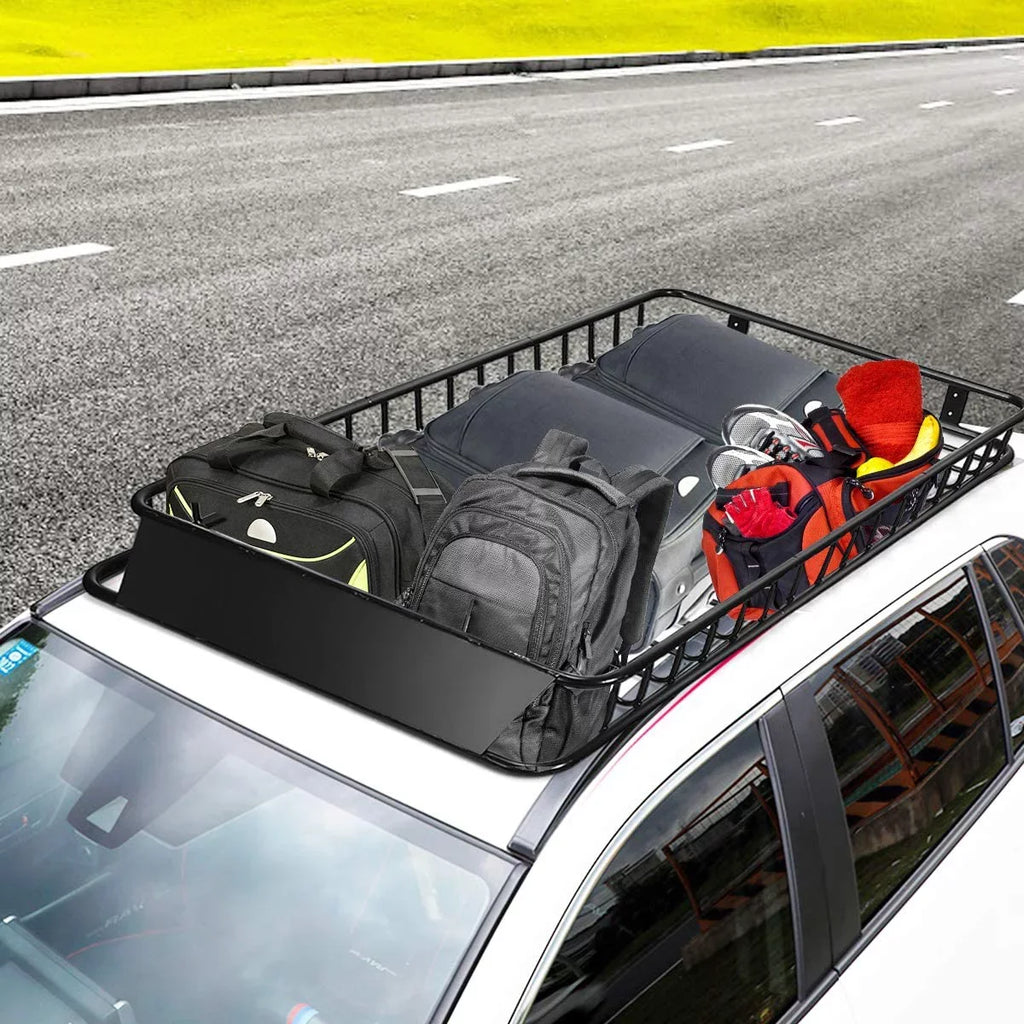 64" x 39”x 6” Roof Rack Cargo Basket with Extension, Universal Rooftop Cargo Carrier with 150lb Capacity, Car Top Luggage Holder Carrier for SUV, Truck