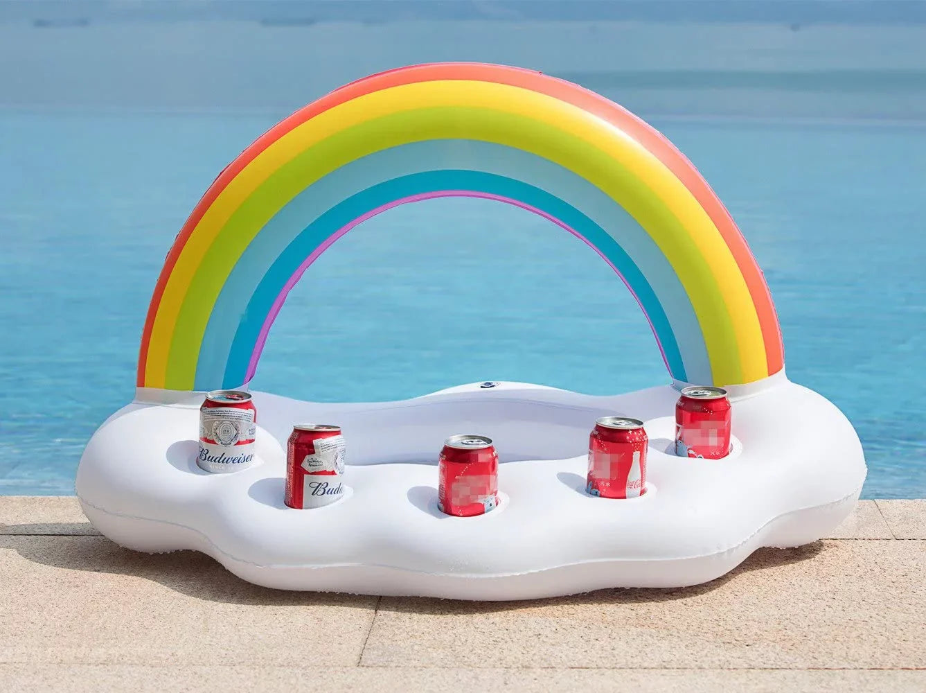 Inflatable Rainbow Cloud Drink Holder Floating Beverage Fluid Fun Decorations