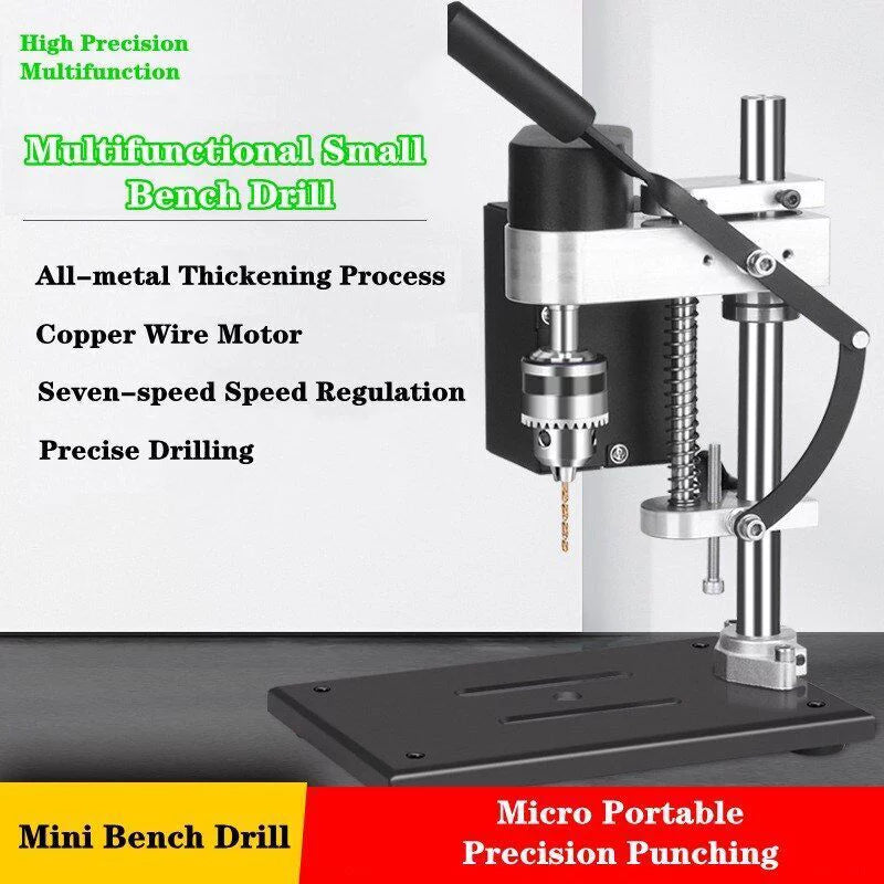 CJC Motor Desktop Bench Drill, Wood Jewelry Metal Plastic Procession, 7-Speed Adjustable Punching Machine