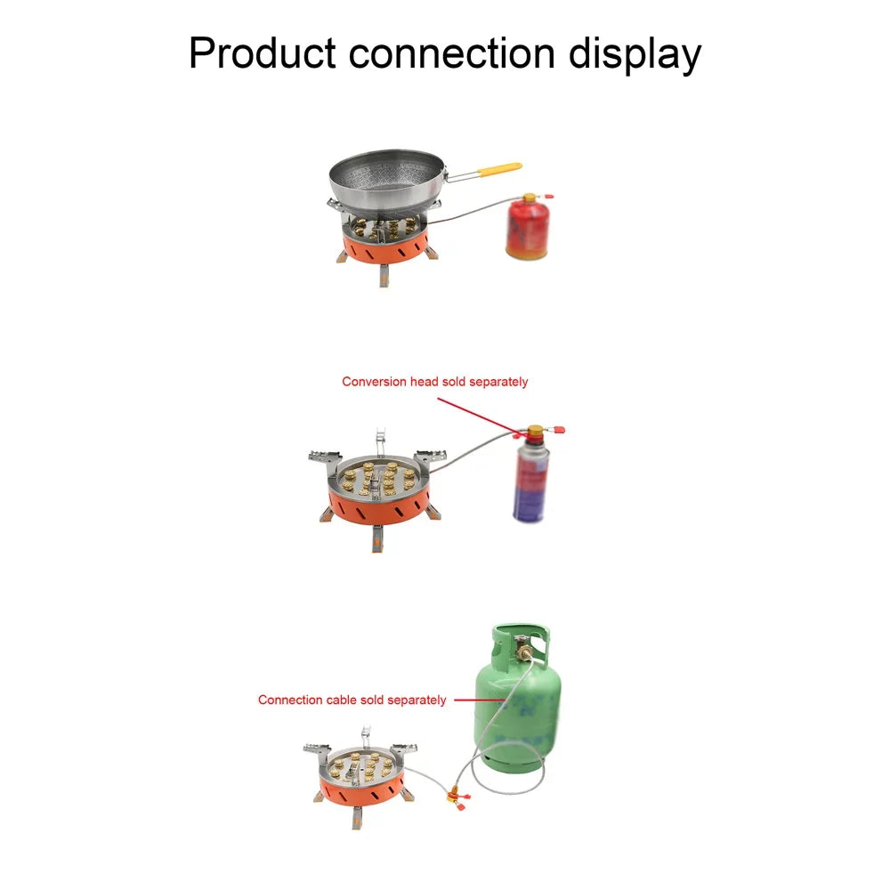 ZYZY 12-Core Camping Stove, Windproof and High-Power Gases Stove - Outdoor Furnace for Camping