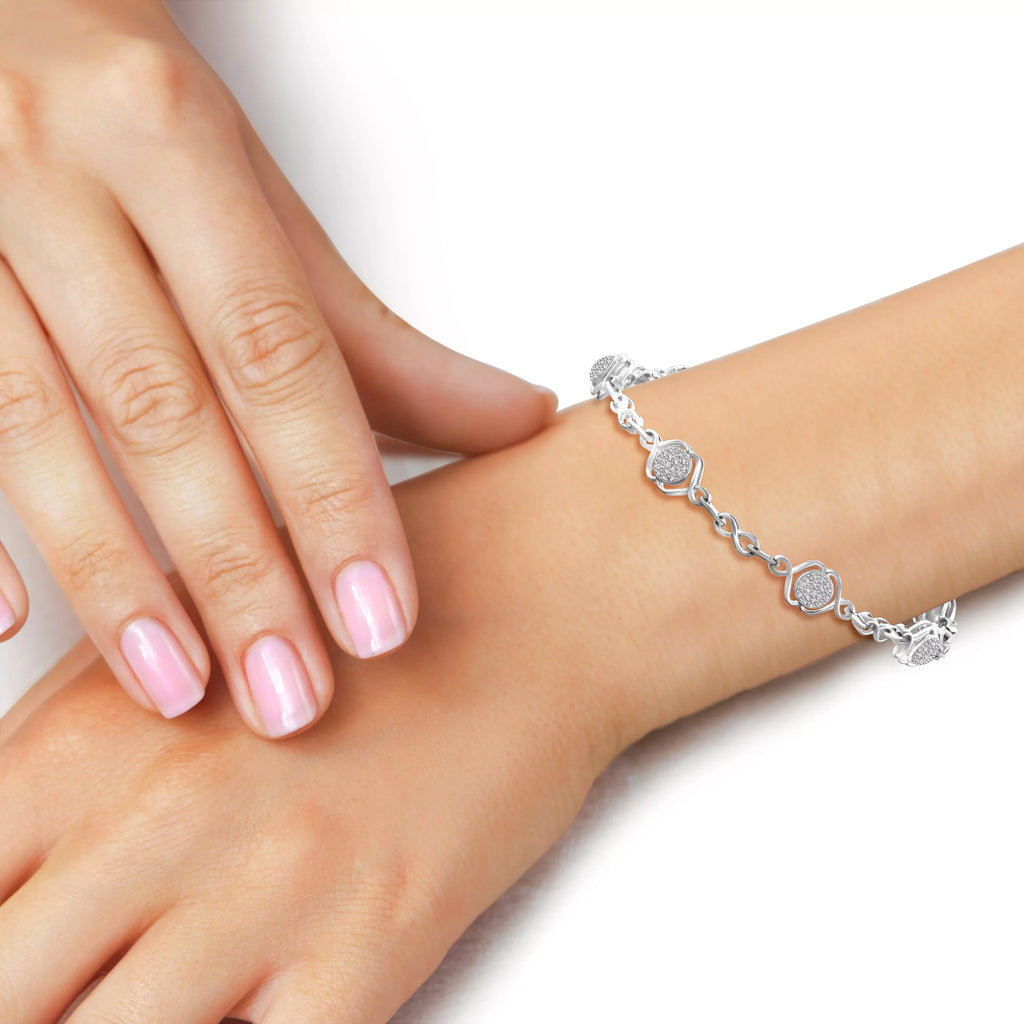 Sterling Silver Round-cut White Diamond Accent Bracelet
