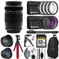 Olympus M.Zuiko Digital ED 75-300mm f/4.8-6.7 II Lens- 3 Lens Kit + Tripod + Backpack - 32GB Accessory Bundle