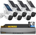 {100% Wireless Solar Security Camera System}, 6pcs 2K 3.0MP solar cameras with 8-channel NVR, Wire-free Home Surveillance system, 2TB Hard Drive pre-installed by OOSSXX