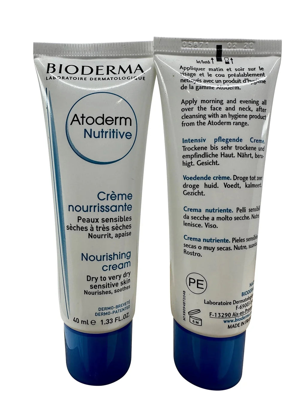 Bioderma Atoderm Nutritive Nourishing Cream Dry & Very Dry Sensitive Skin 1.33 oz Set of 2