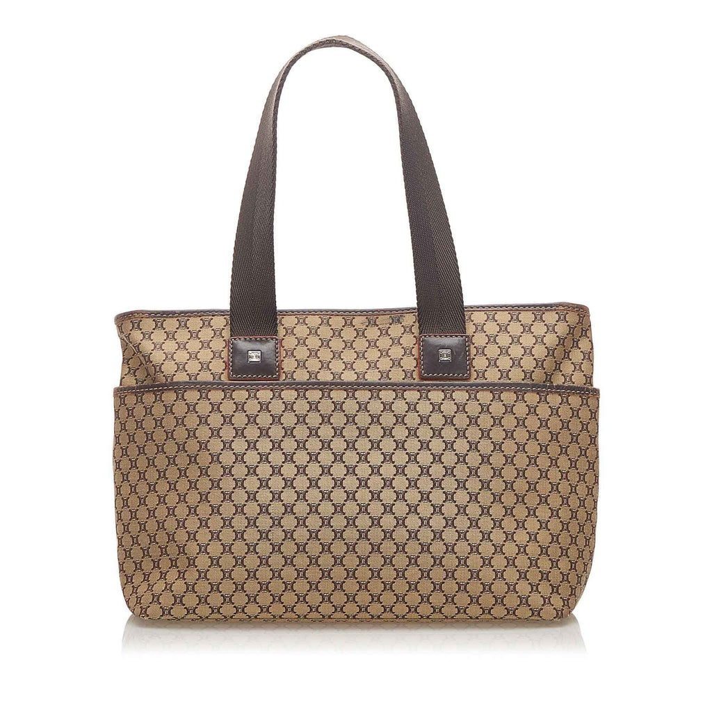 Pre-Owned Authenticated Celine Macadam Handbag Canvas Fabric Brown Top HandleBag Women (Good)